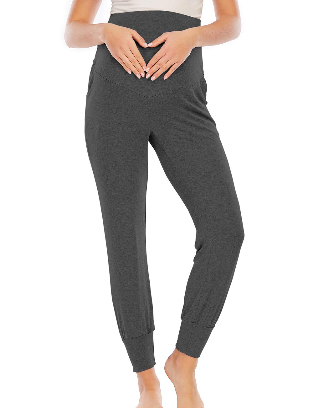 VZULY Maternity Pants for Women - Stretchy Loose Fit Pregnancy Joggers with Pockets - Comfortable Workout & Casual Wear for Expecting Moms - Perfect for Yoga, Running Errands and Relaxing at Home