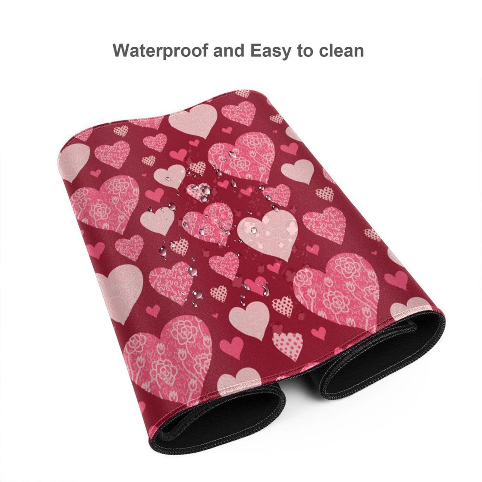 Romantic Heart-Shaped Mouse Pad - Non-Slip Rubber Base, Extended Rectangle Desk Mat for Gaming, Office & Home Use (Perfect for Valentine's Day Gifts & Workspace Decor)