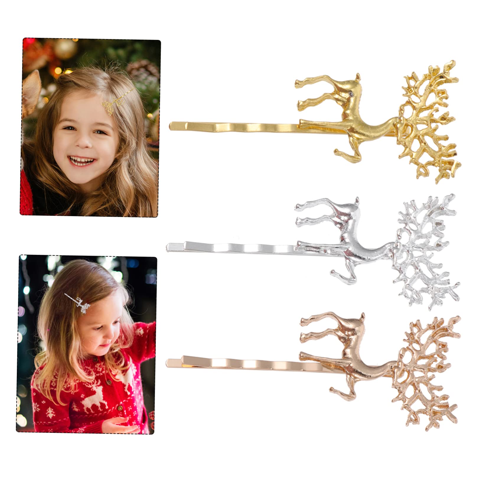 FOMIYES 12PCS Christmas Reindeer Hair Clips - Metal Alloy Hairpins for Women, Holiday Hair Accessories (Perfect for Christmas Parties, Festive Outfits & Gift Giving)