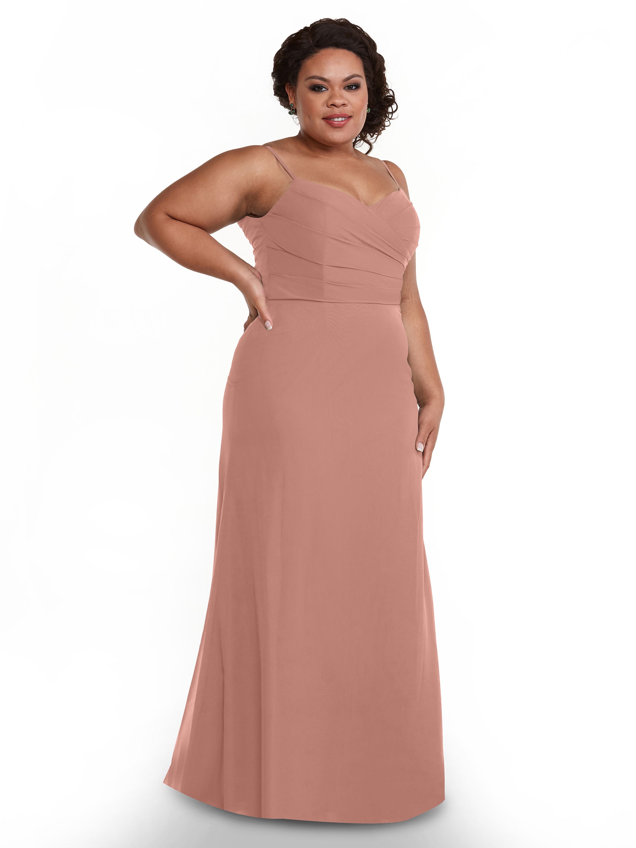 Elegant 80169 Chiffon Sheath Bridesmaid Dress with Pleated Bodice - Perfect for Weddings, Formal Events & Special Occasions