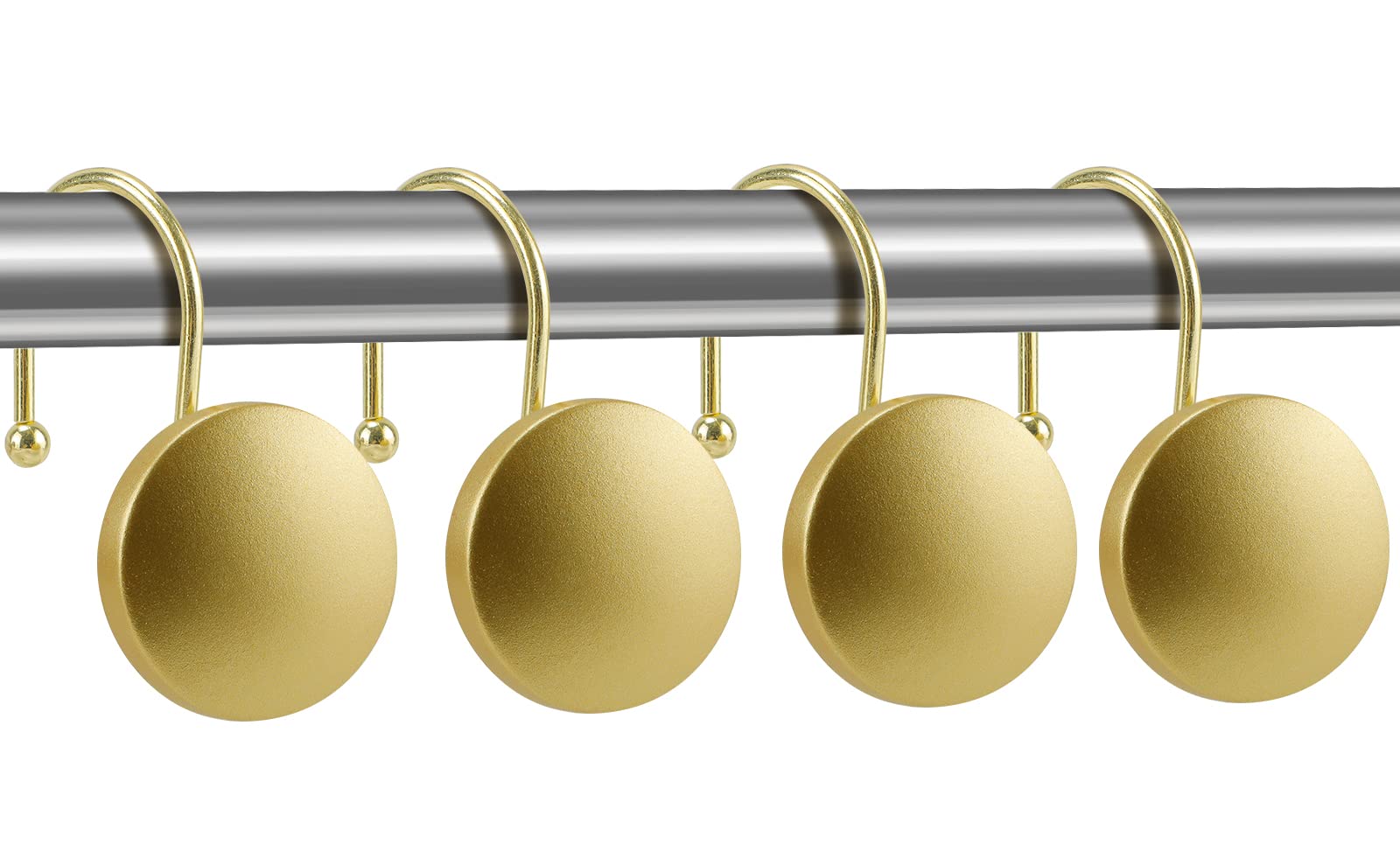 Modern Round Flat-Back Shower Curtain Hooks - Gold Bathroom Decor for Stylish Home & Hotel Use - Waterproof & Rustproof Design for Daily Shower & Spa Experience