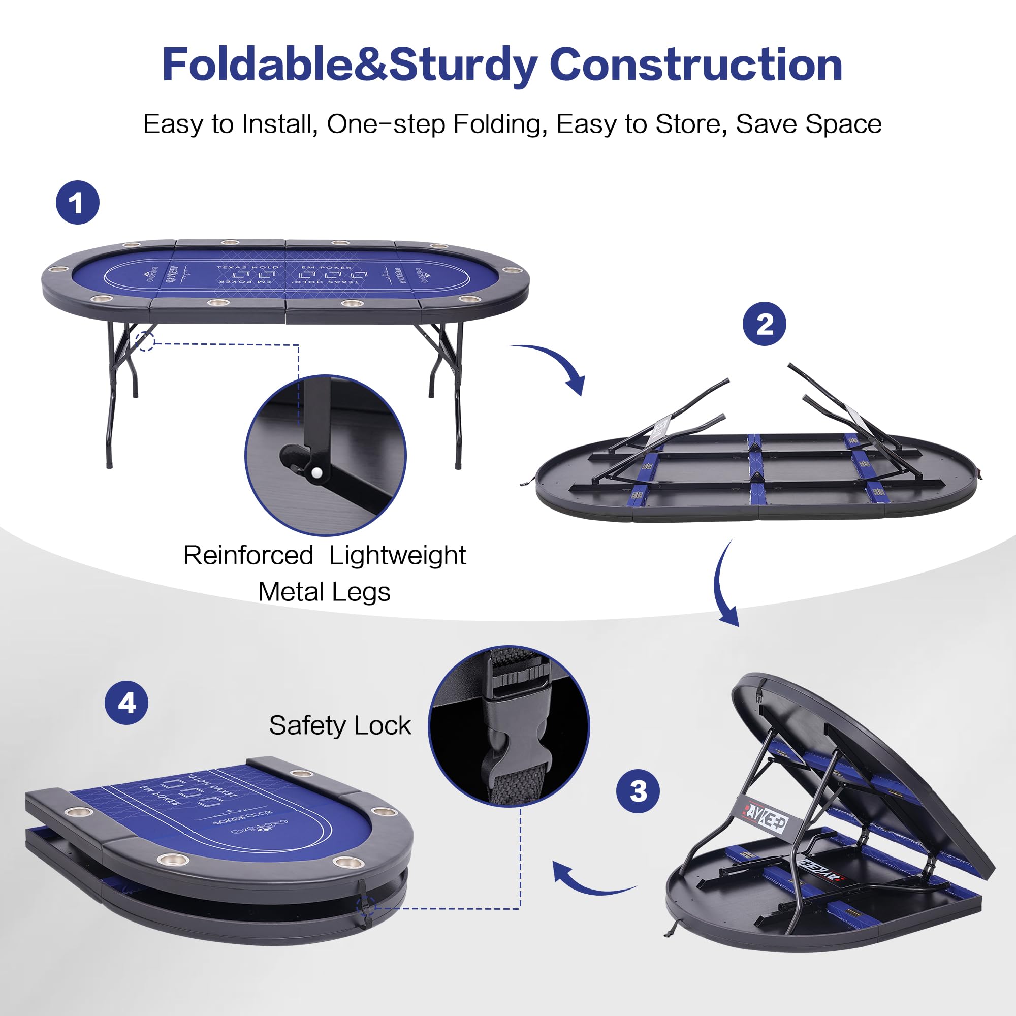 10 Player Foldable Poker Table - 84