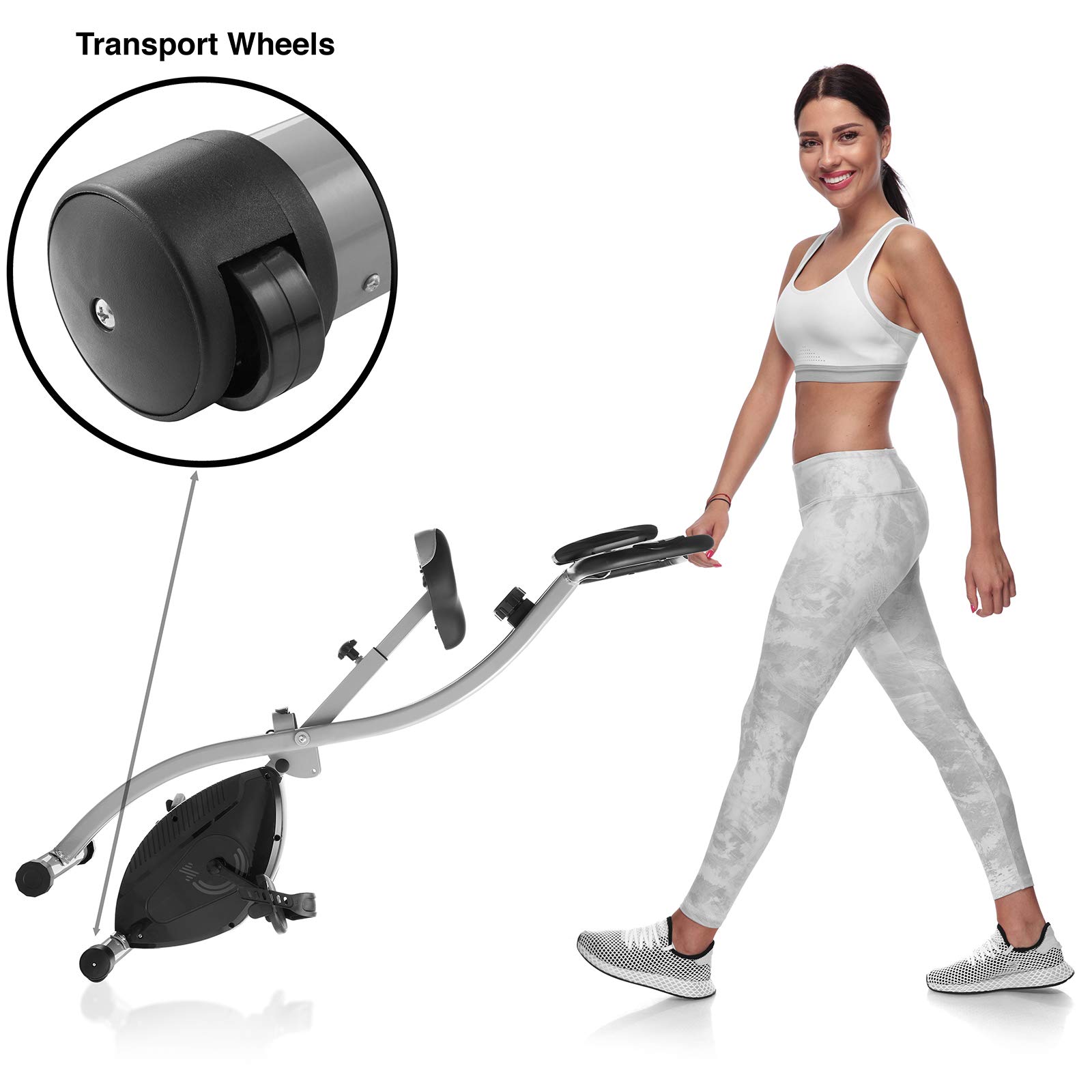 Best Folding Magnetic Resistance Indoor Cycling Bike for Home Workouts - Compact Upright Stationary Exercise Bike for Cardio Training & Weight Loss