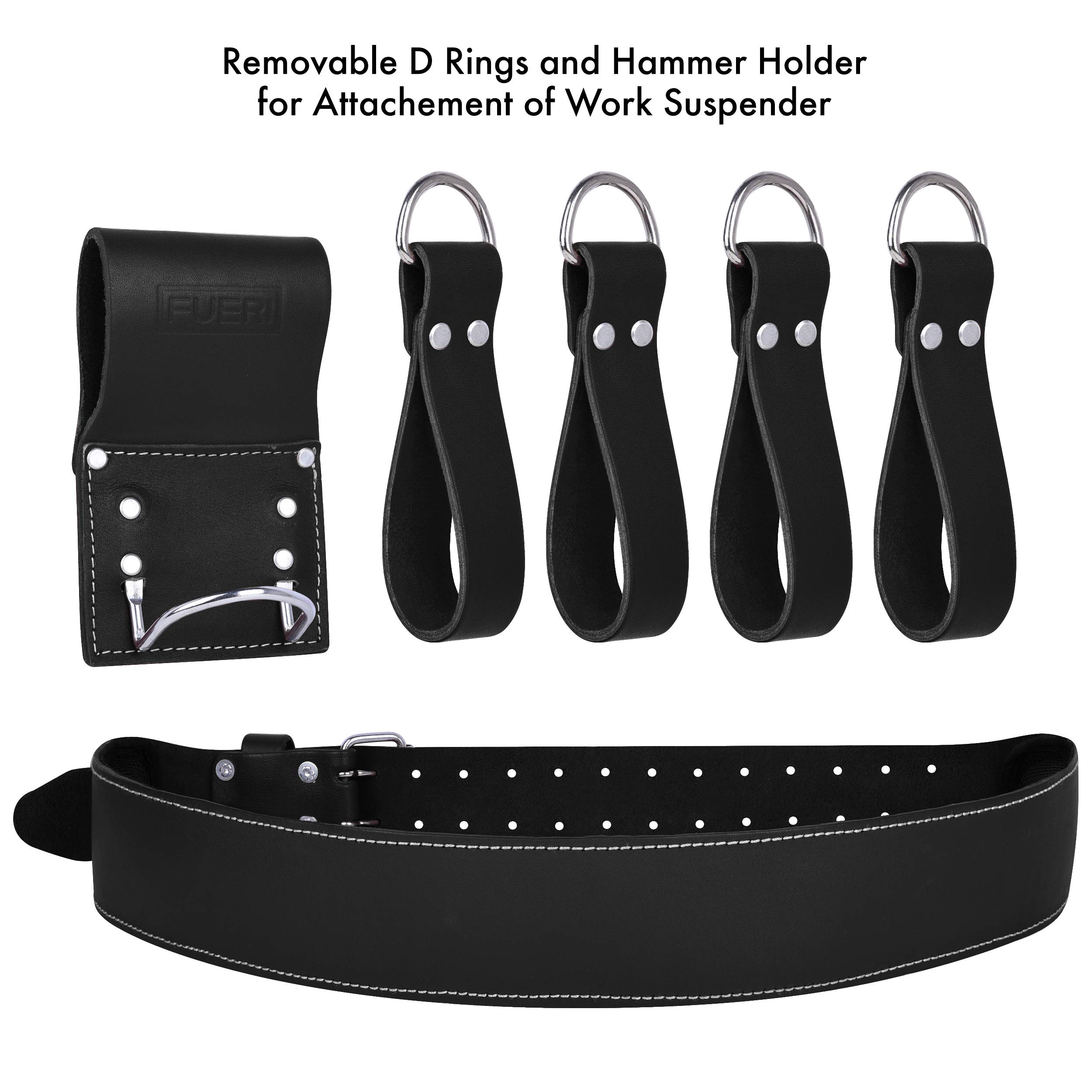 FUERI Heavy Duty Leather Tool Belt Bag for Men & Women - 17 Pocket Carpenter Electrician Construction Pouch Organizer with Belt Holder - Perfect for DIY Projects, Home Repairs & Professional Work