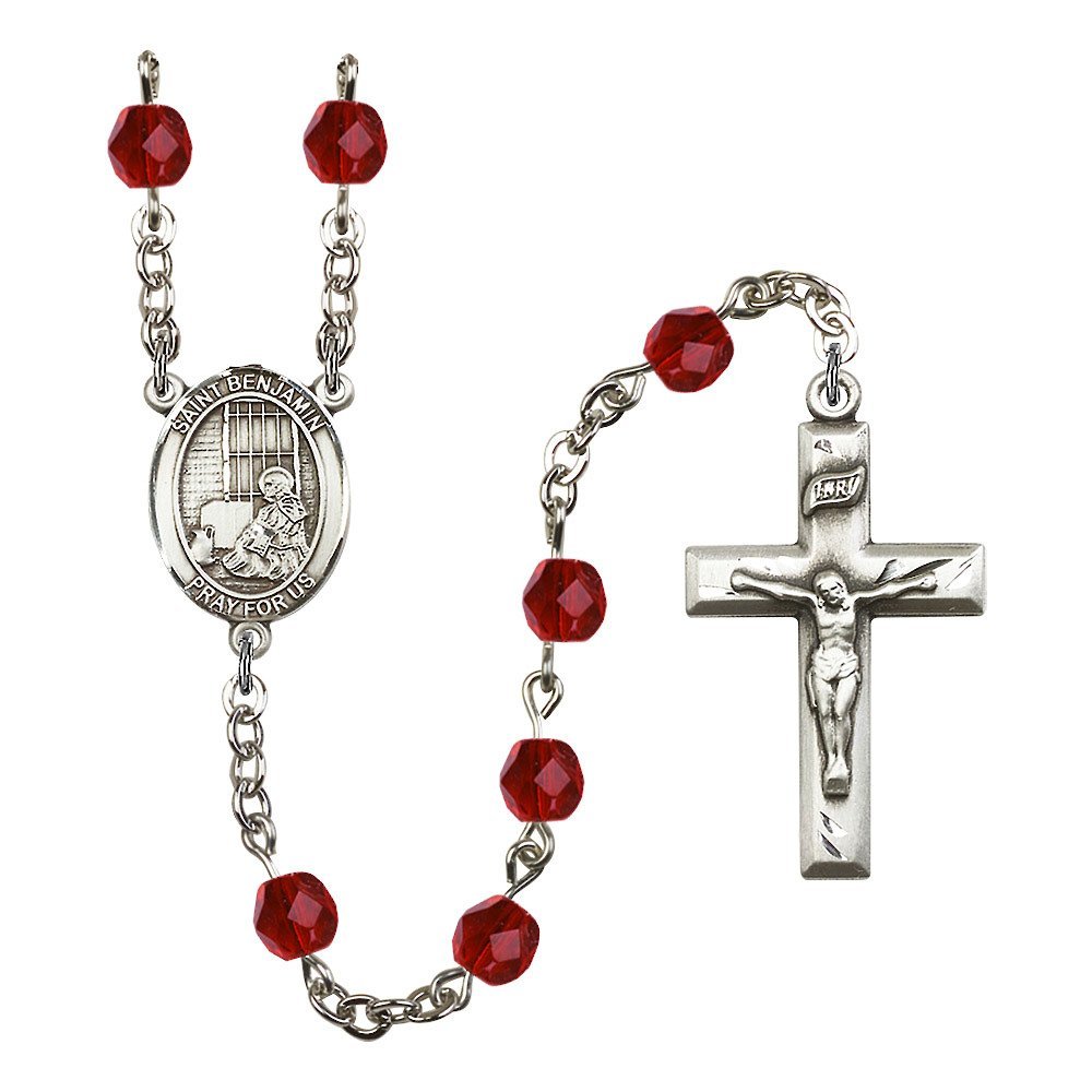 Bonyak Jewelry St. Benjamin Silver-Plated Rosary Necklace - Birthstone Colors for All 12 Months | Perfect for Religious Gifts, Baptism, First Communion & Everyday Faith Jewelry