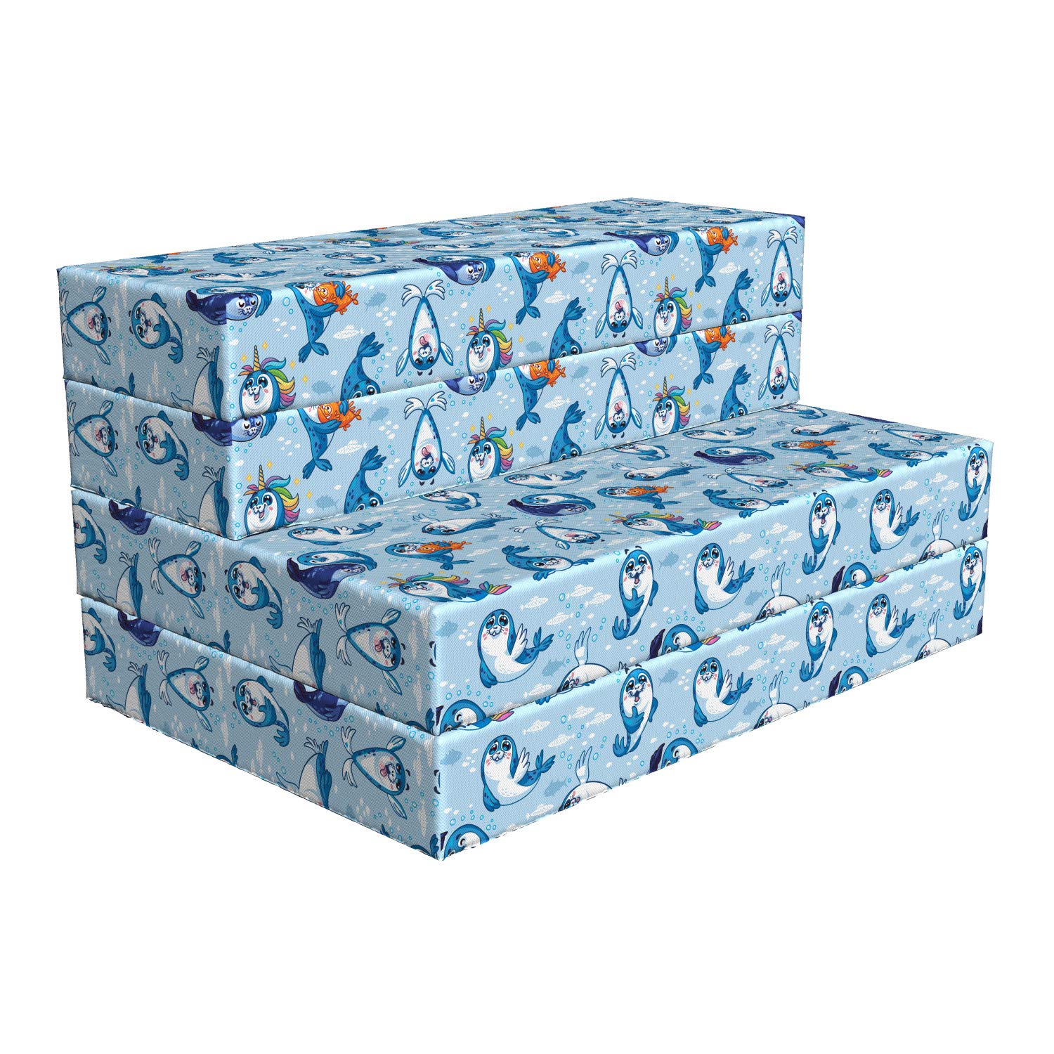 Ambesonne Cartoon Foldable Mattress with Friendly Seal Design, 74.8