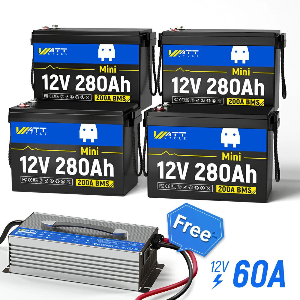 12V 280Ah Mini LiFePO4 Battery with Bluetooth - High Capacity Lithium Iron Phosphate Battery for Solar, RV, Marine & Off-Grid Power - Perfect for Camping, Emergency Backup & Outdoor Adventures