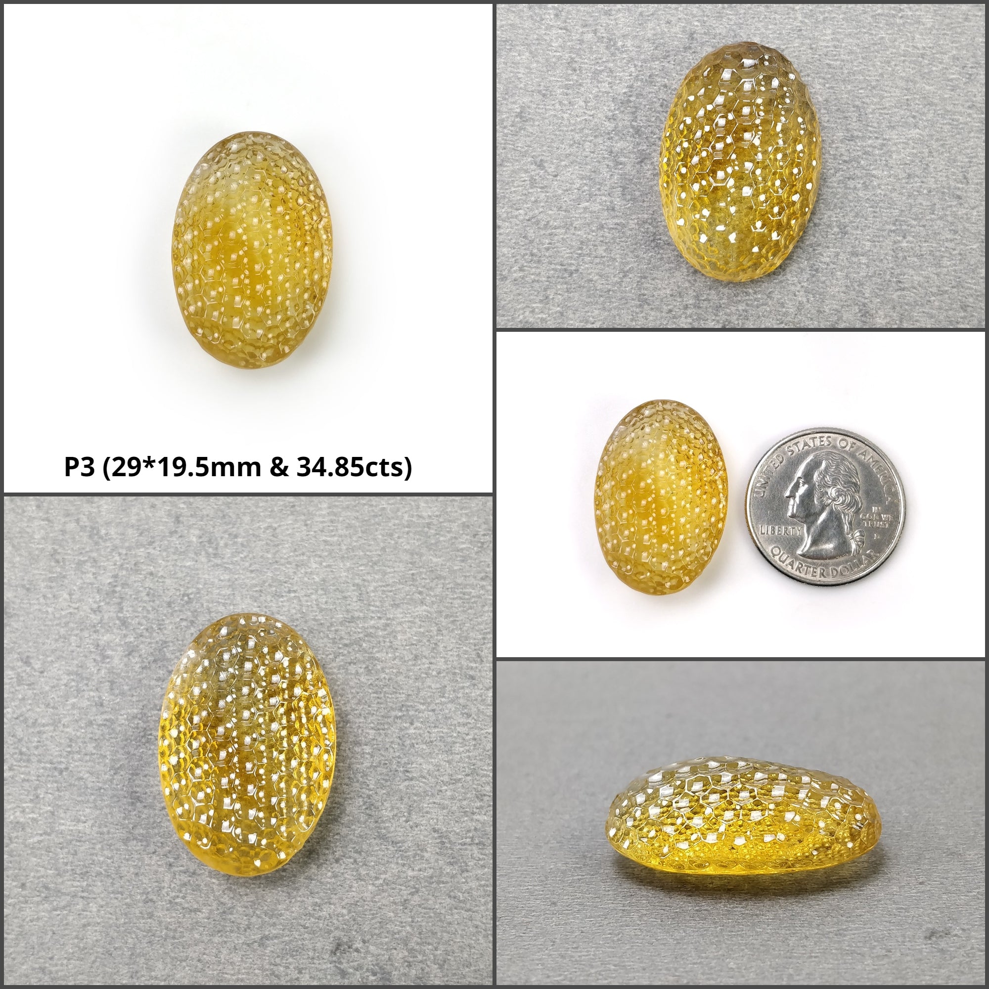 Natural Untreated Yellow Citrine Gemstone Carving - Oval & Pear Cushion Shape Hand Carved for Jewelry Making & Spiritual Healing | Perfect for Necklaces, Rings & Meditation