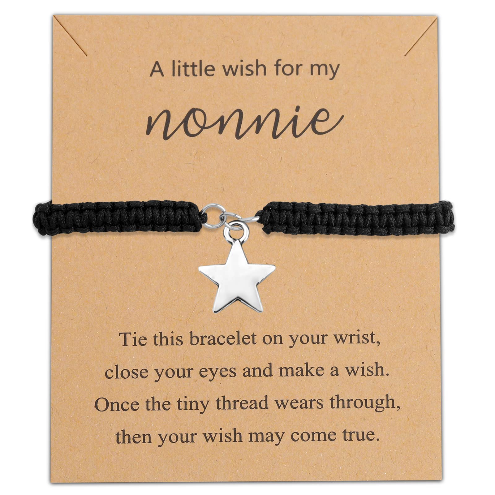 Nonnie Wish Bracelet with Card - Thoughtful Gift for Grandma | Birthday Jewelry Present for Nonnie | Perfect for Mother's Day, Christmas & Special Occasions