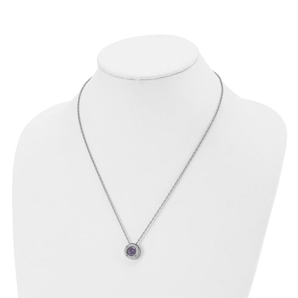 Black Stainless Steel CZ Birthstone Necklace - 20