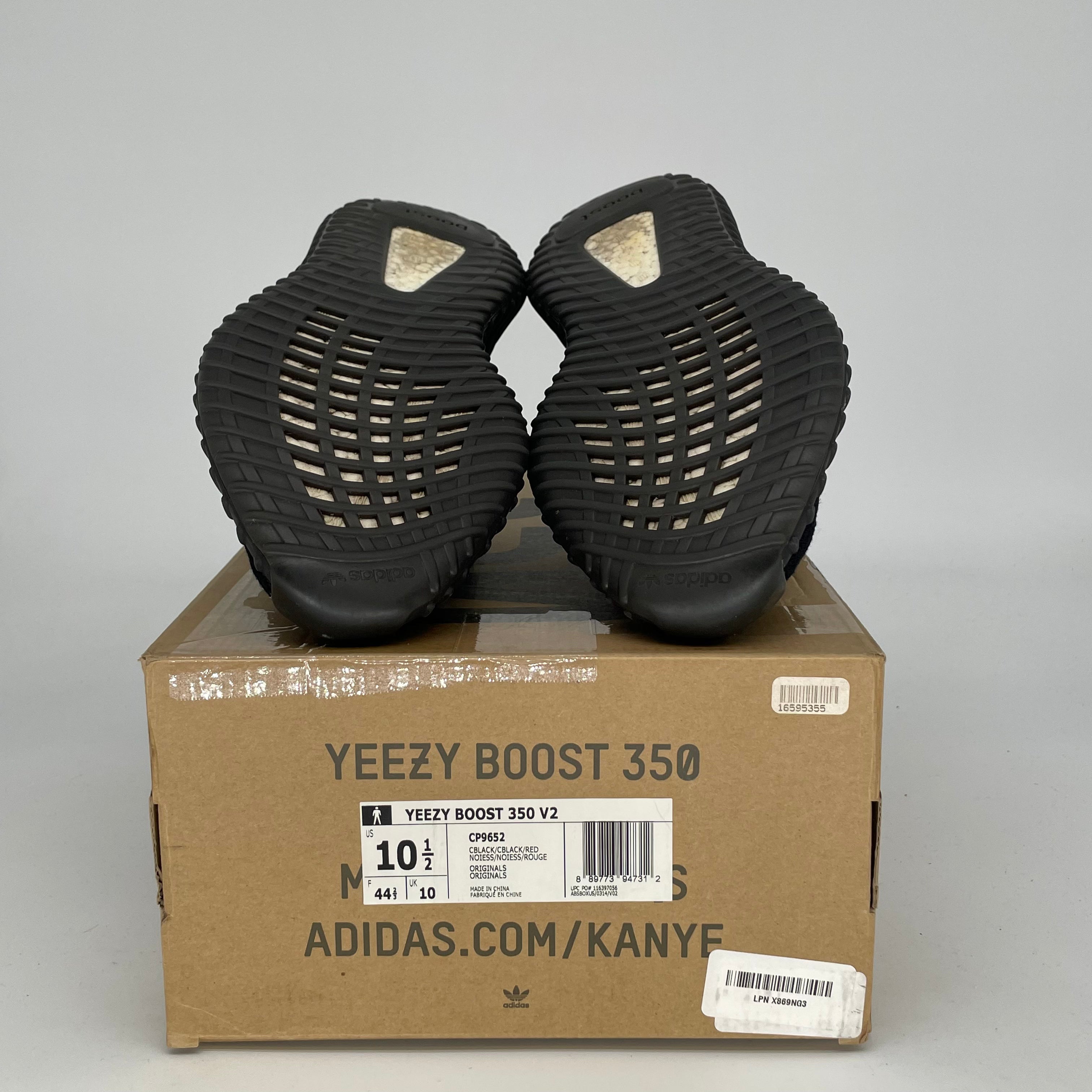 Adidas Yeezy Boost 350 V2 Black Red Sneakers - Men's Size 10.5 / Women's Size 12 - Style CP9652 | Running, Gym & Casual Wear