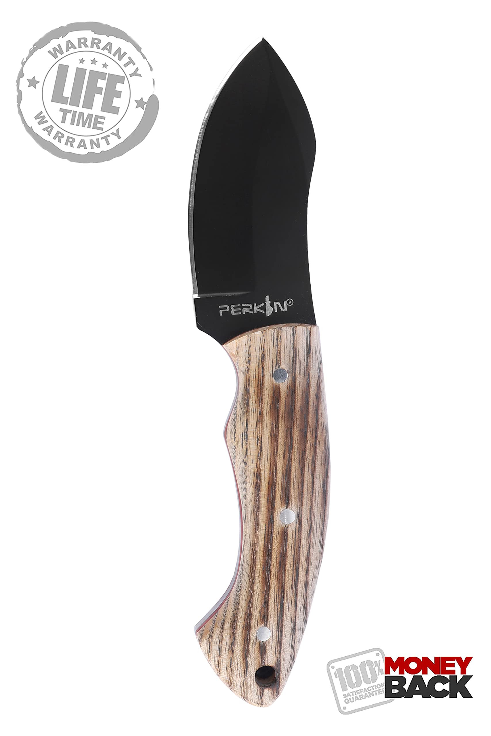 Perkin Full Tang Fixed Blade Hunting Knife with Leather Sheath - ASH50 | Durable Outdoor Survival Knife for Camping, Hunting & Bushcraft