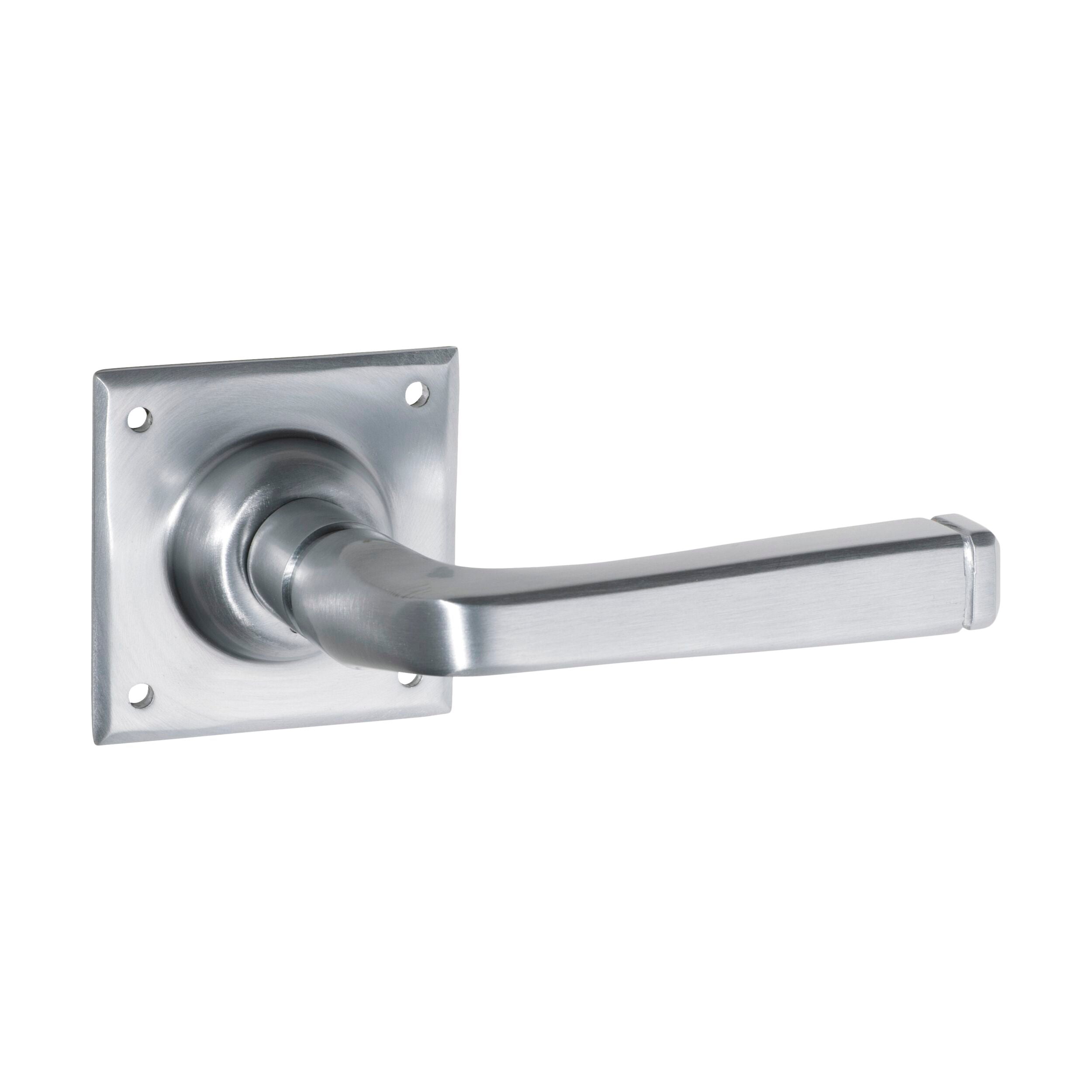 0689 Square Rose Door Lever Pair - Satin Chrome Finish - 60mm x 60mm x 70mm - Modern Home & Office Door Hardware for Interior Doors