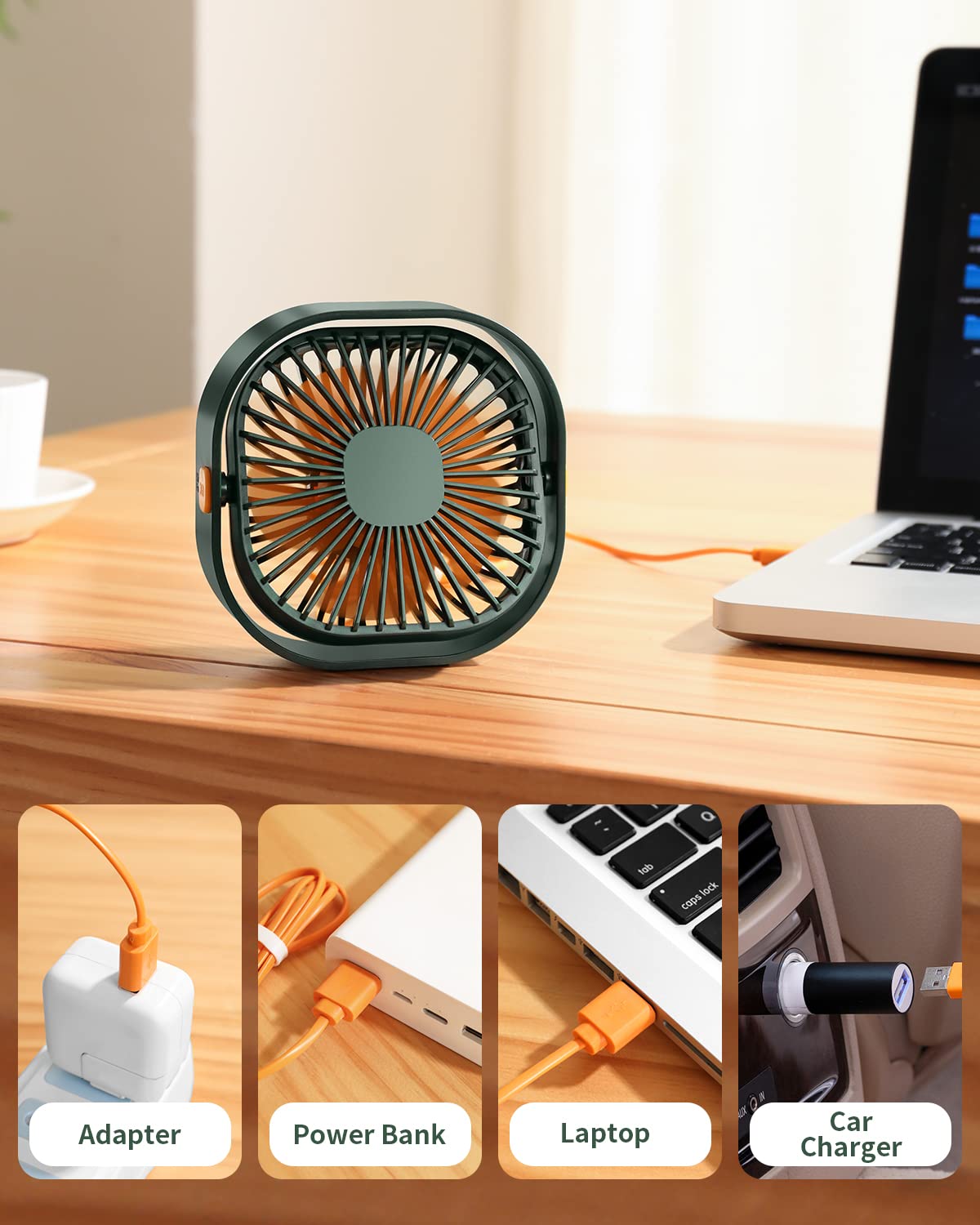 4 Inch Small USB Desk Fan - 3-Speed Portable & 360° Rotatable Mini Cooling Fan | USB-Powered Desktop Fan for Home, Office, Bedroom, Dorm | Perfect for Indoor, Outdoor & Summer Use | Great Gift Idea for Students & Professionals