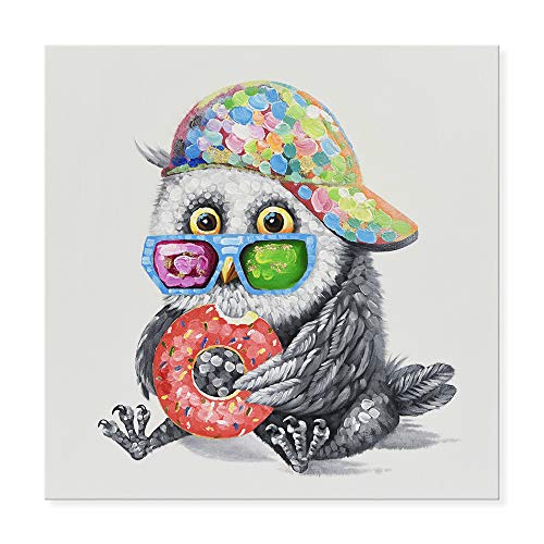 Adorable Owl Eats Doughnut