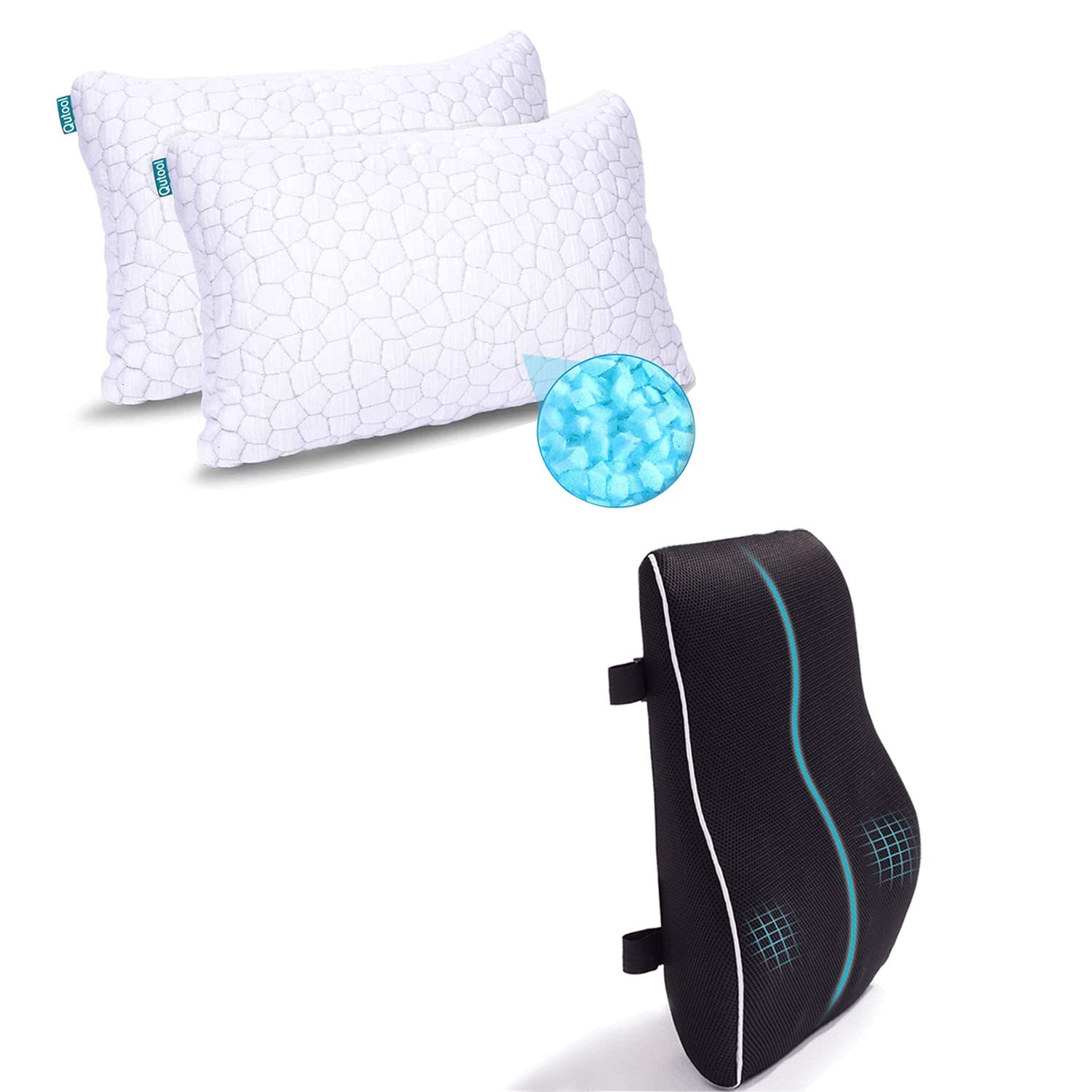 Cooling Lumbar Pillow for Office Chair & Bed - Sleep Support