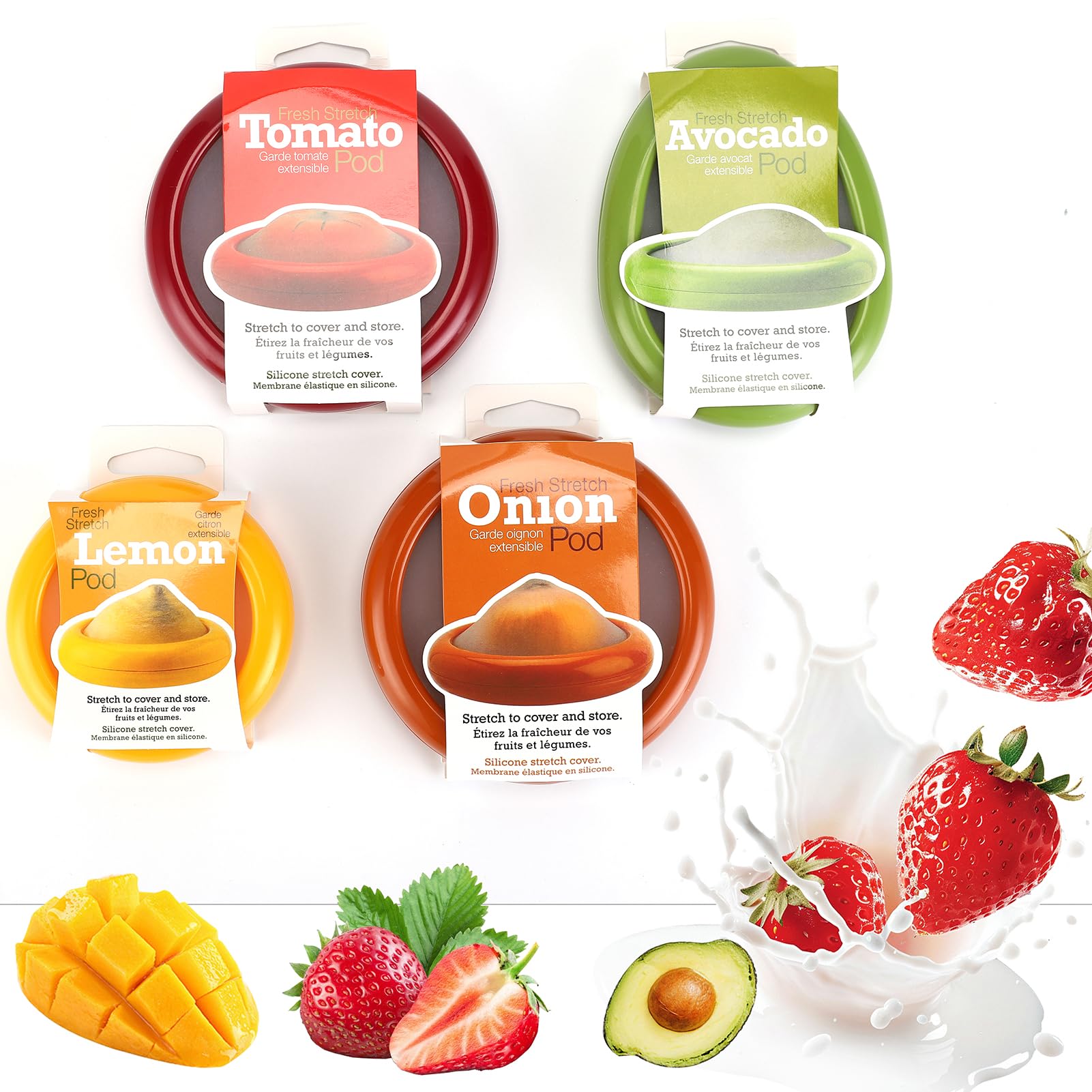 Winb Set of 4 Reusable Food Storage Containers for Fruits & Vegetables - Perfect for Avocados, Tomatoes, Apples, Garlic, Onions | Keep Produce Fresh Longer | Ideal for Kitchen, Picnics & Meal Prep