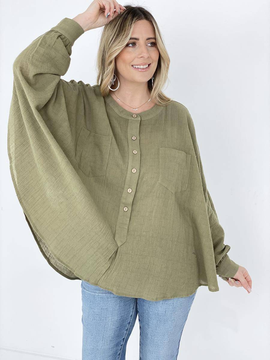 Stylish Oversized Cotton Linen Top for Women - Comfortable Textured Blouse for Casual Wear, Work & Travel