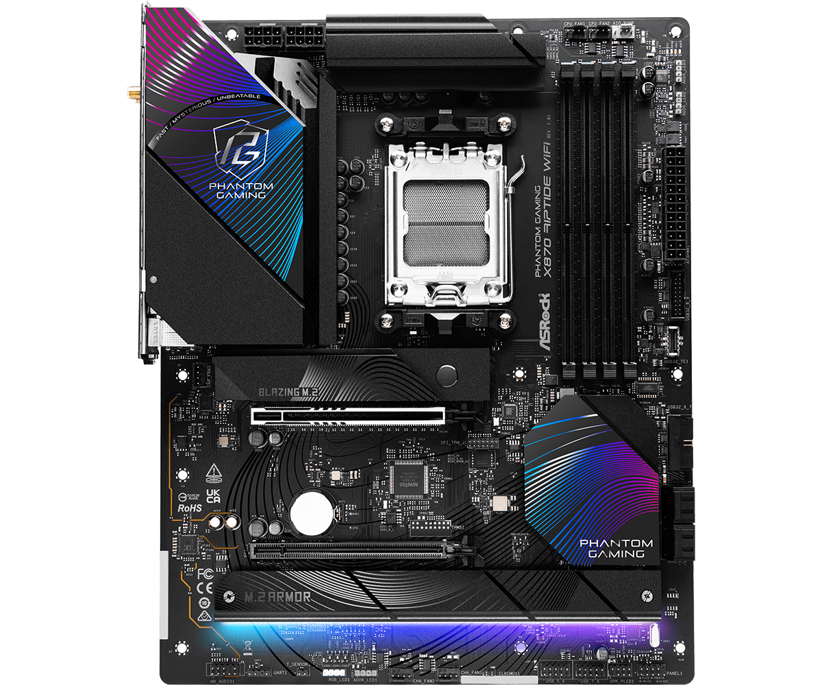 ASRock X870 Riptide WiFi AMD AM5 DDR5 ATX Gaming Motherboard - High Performance for PC Builds, Streaming & Content Creation