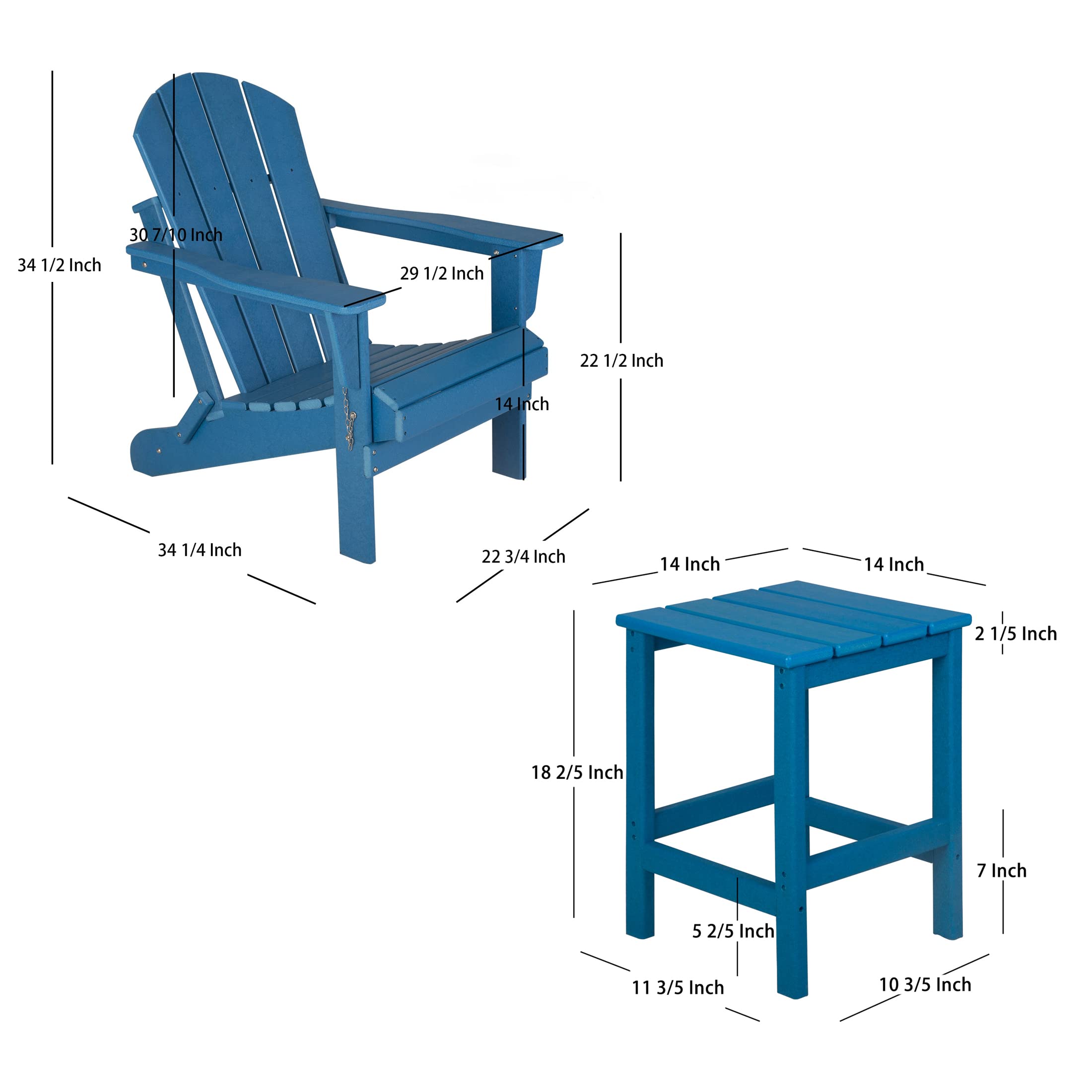 WestinTrends Malibu 3-Piece Outdoor Patio Furniture Set - All-Weather Plastic Adirondack Chairs (Set of 2) with Coffee Table - Gray - Perfect for Porch, Lawn, Backyard, Garden & Poolside Relaxation