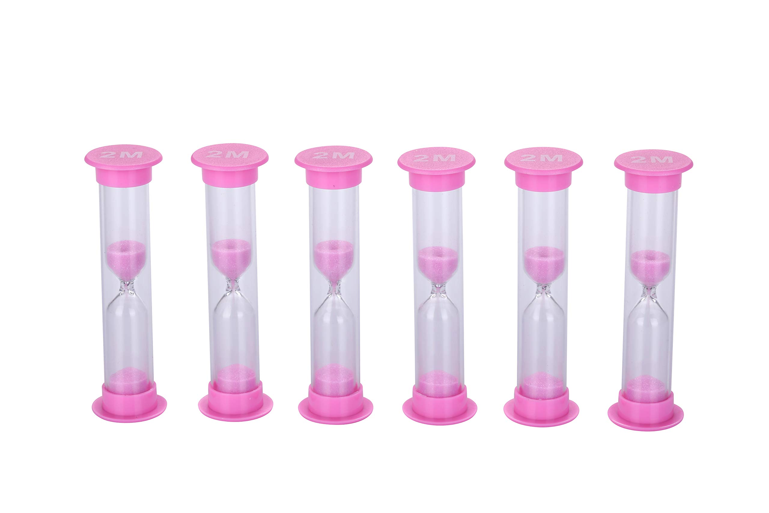 I-MART 6-Pack 2-Minute Plastic Sand Timer Hourglass - Pink Color for Kids Games, Classroom Activities, Board Games & Time Management (6 Pcs)