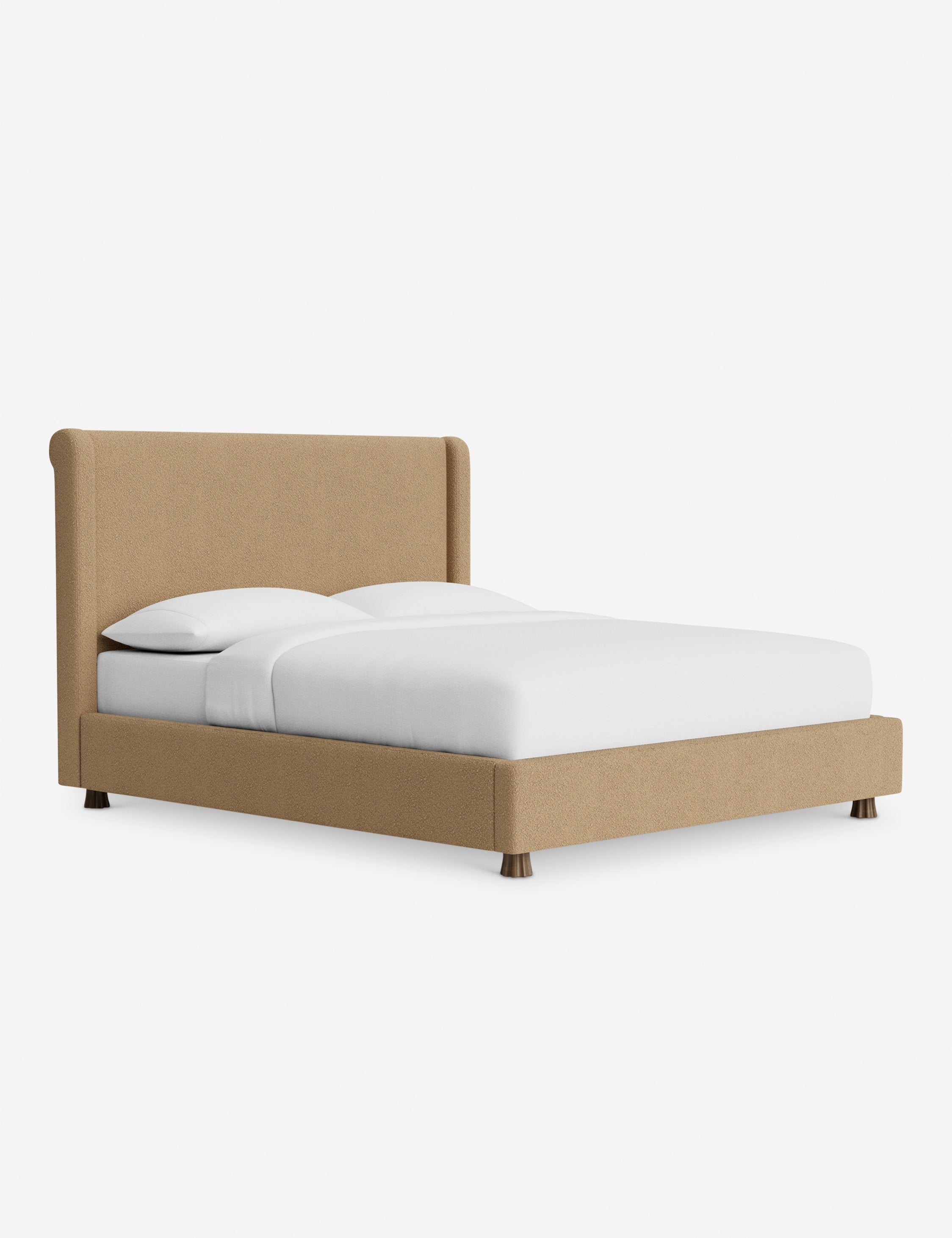 DOMINIQUE Platform Bed Frame by DISC Interiors - Modern Minimalist Wooden Bed with Upholstered Headboard | Perfect for Master Bedroom, Guest Room & Loft Apartments