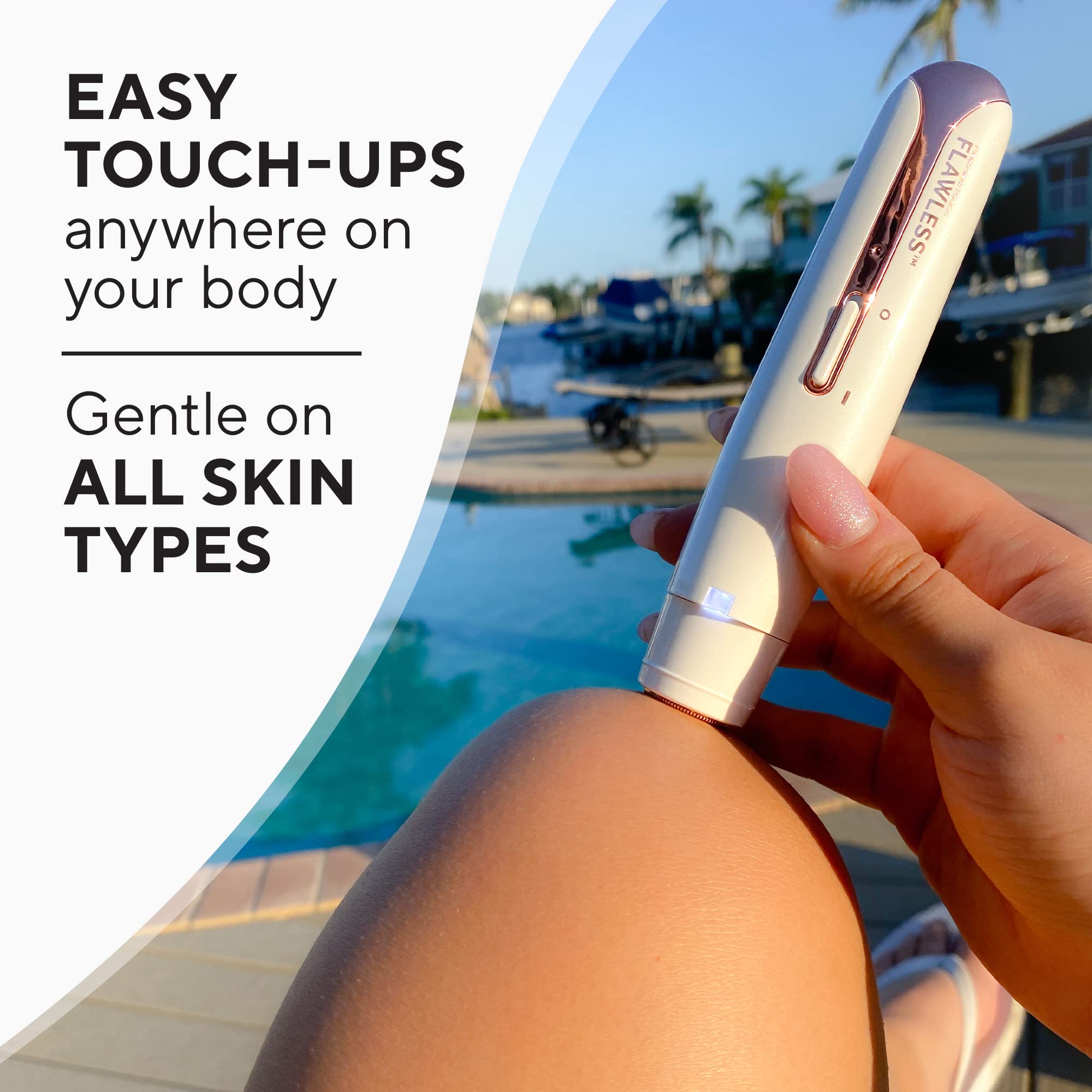 Finishing Touch Flawless Body Touch Up - Women's Electric Razor for Smooth Skin, Painless Hair Removal & Stubble Shave | Perfect for Legs, Bikini Line & Underarms | Portable & Rechargeable