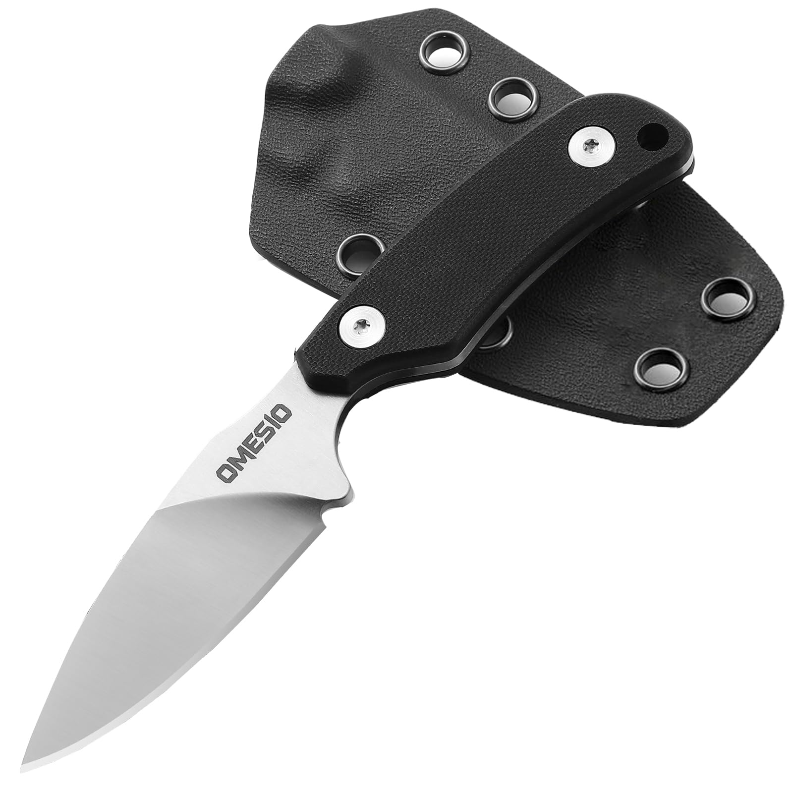 Omesio Compact Fixed Blade Knife with Clip - D2 Steel 2.99