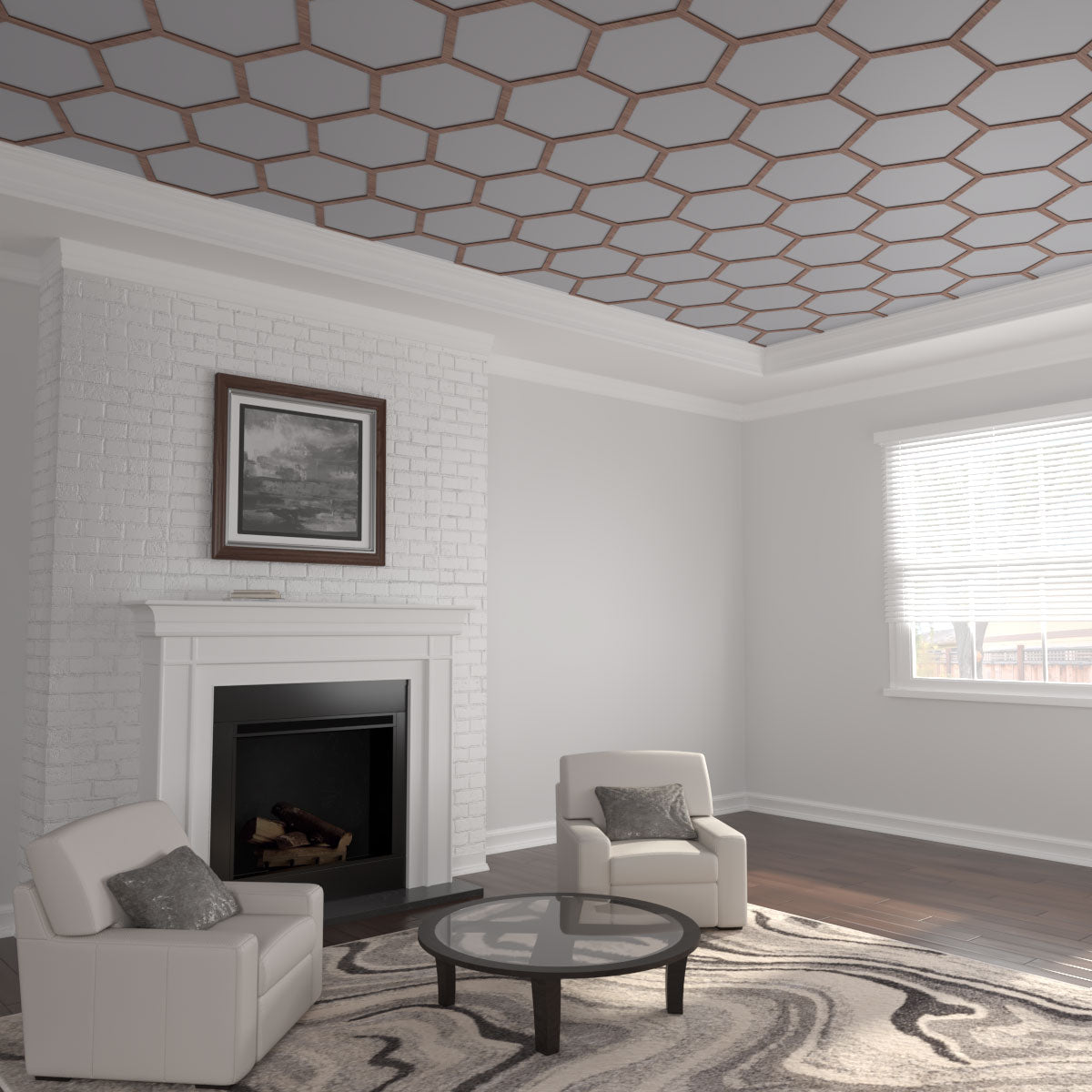 Westmore Decorative Fretwork Wood Ceiling Panels - Handcrafted Wooden Ceiling Tiles for Home & Office Decor - Perfect for Living Rooms, Bedrooms, and Commercial Spaces