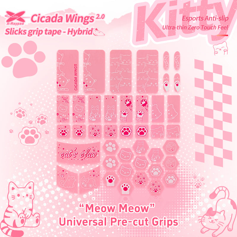 X Raypad Cicada Wings V2 Grip Tape - Universal Pre-Cut Non-Slip Mouse Pad for Gaming & Office Use - Perfect for Esports, FPS, and PC Workstations