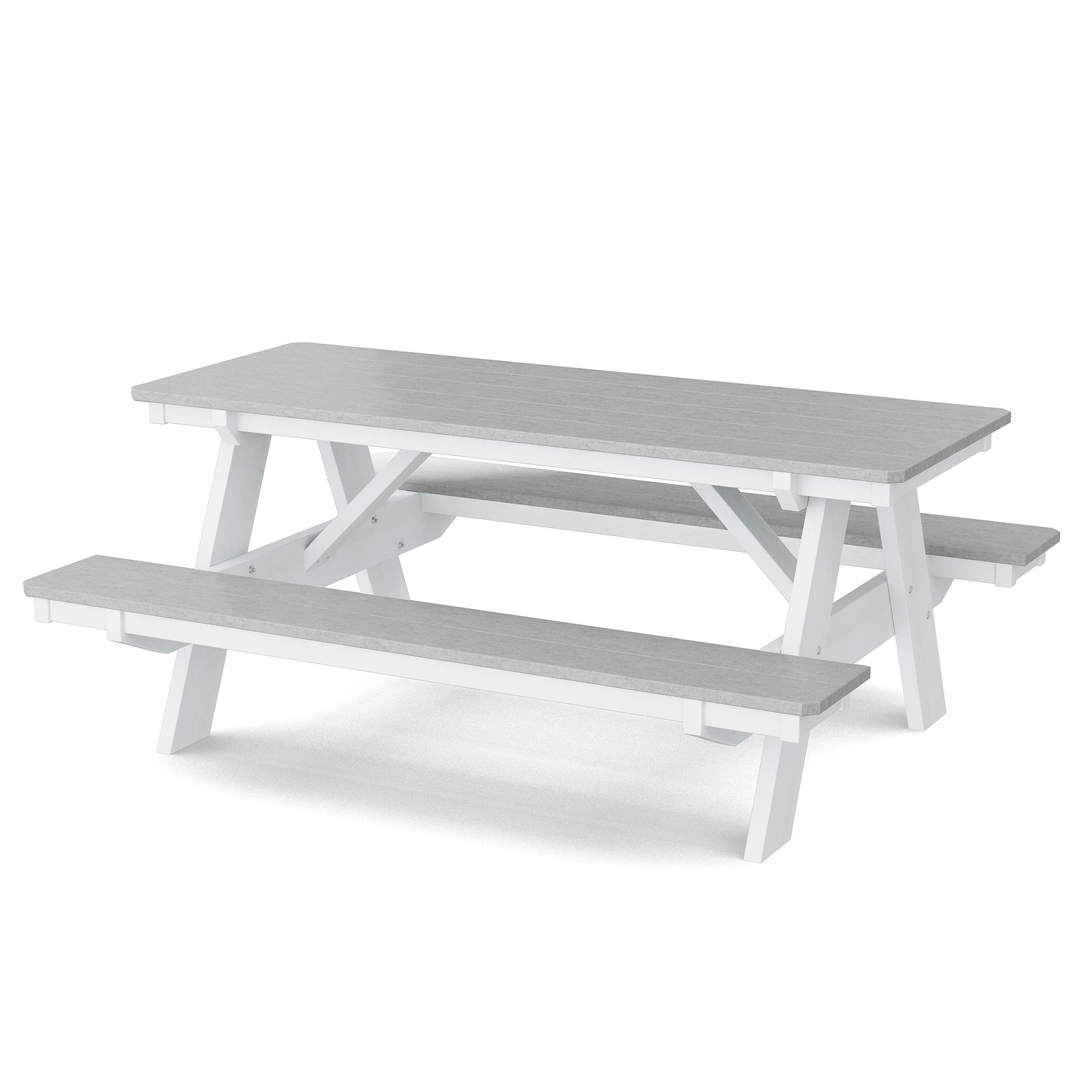 Heritage 72 Inch Outdoor Picnic Table with Attached Benches - Durable All-Weather Patio Furniture for Backyard, Garden, and Park Gatherings