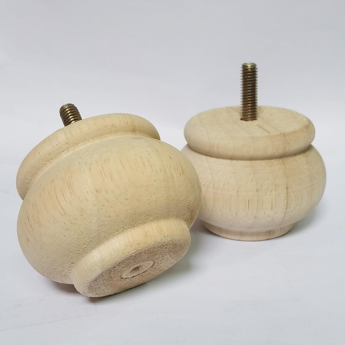 2 Inch Solid Wood Unpainted Furniture Legs - Round Bun Feet Set of 4 for Ottoman, Loveseat, Cabinet, Desk, Sofa & Bookcase Replacement | Perfect for DIY Home Decor & Furniture Restoration Projects