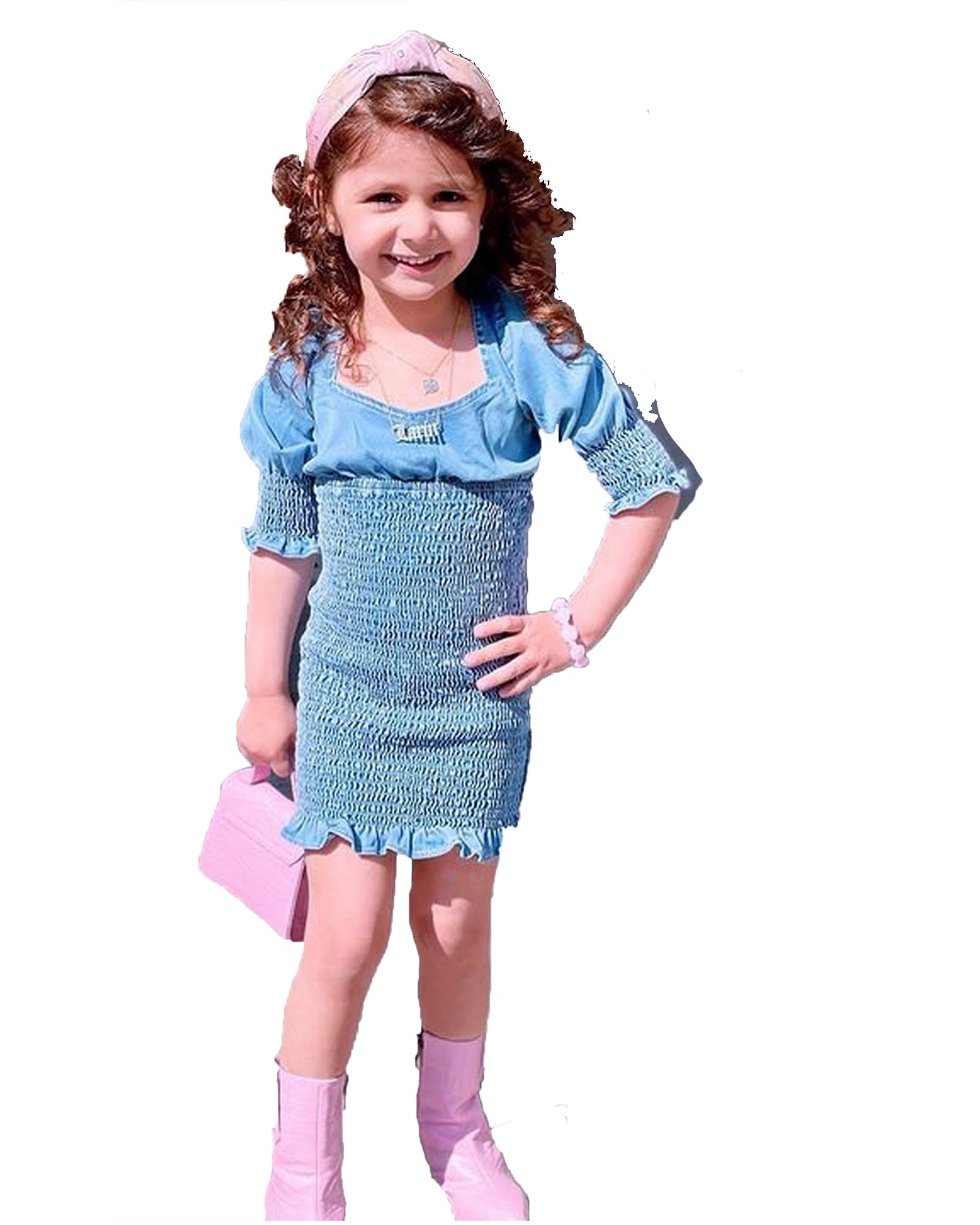 Springcmy Toddler Baby Girls Denim Suspender Jumper Dress - Cute Casual Overalls with Adjustable Straps for Playdates, Parties & Everyday Wear