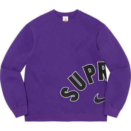 Supreme Nike Arc Crewneck Sweatshirt - Purple Cotton Pullover for Men & Women | Streetwear Fashion, Casual Wear & Gym Outfit