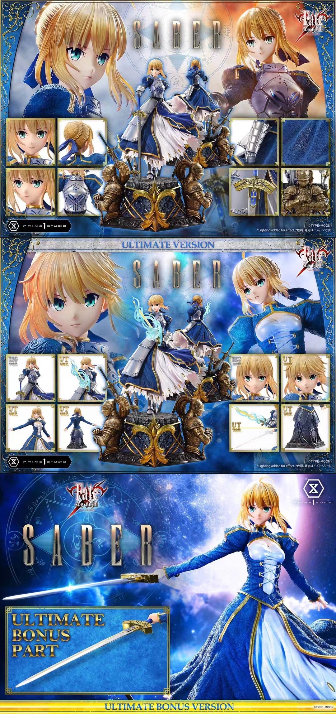 Prime 1 Studio Licensed Fate/Stay Night Saber Anime Figure - Collectible Statue for Anime Fans | Perfect for Display in Home, Office, or Gaming Room