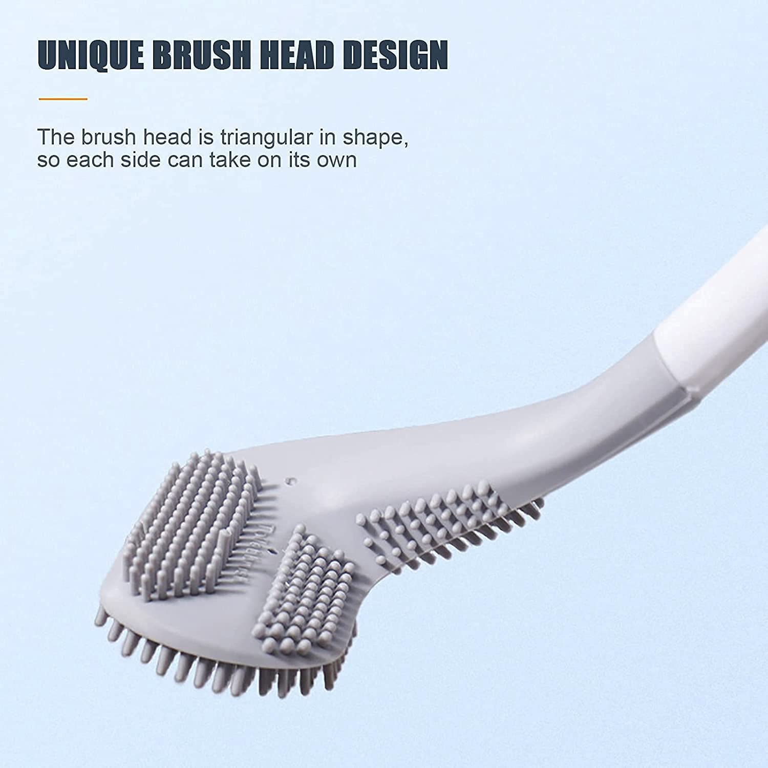 Flexible Silicone Toilet Brush and Holder Set - Long Handle Bathroom Cleaning Brush, No Drill Wall Mount, Quick Drying (White) - Ideal for Golf Lovers, Perfect for Toilet Bowl Cleaning in Small Bathrooms & RVs