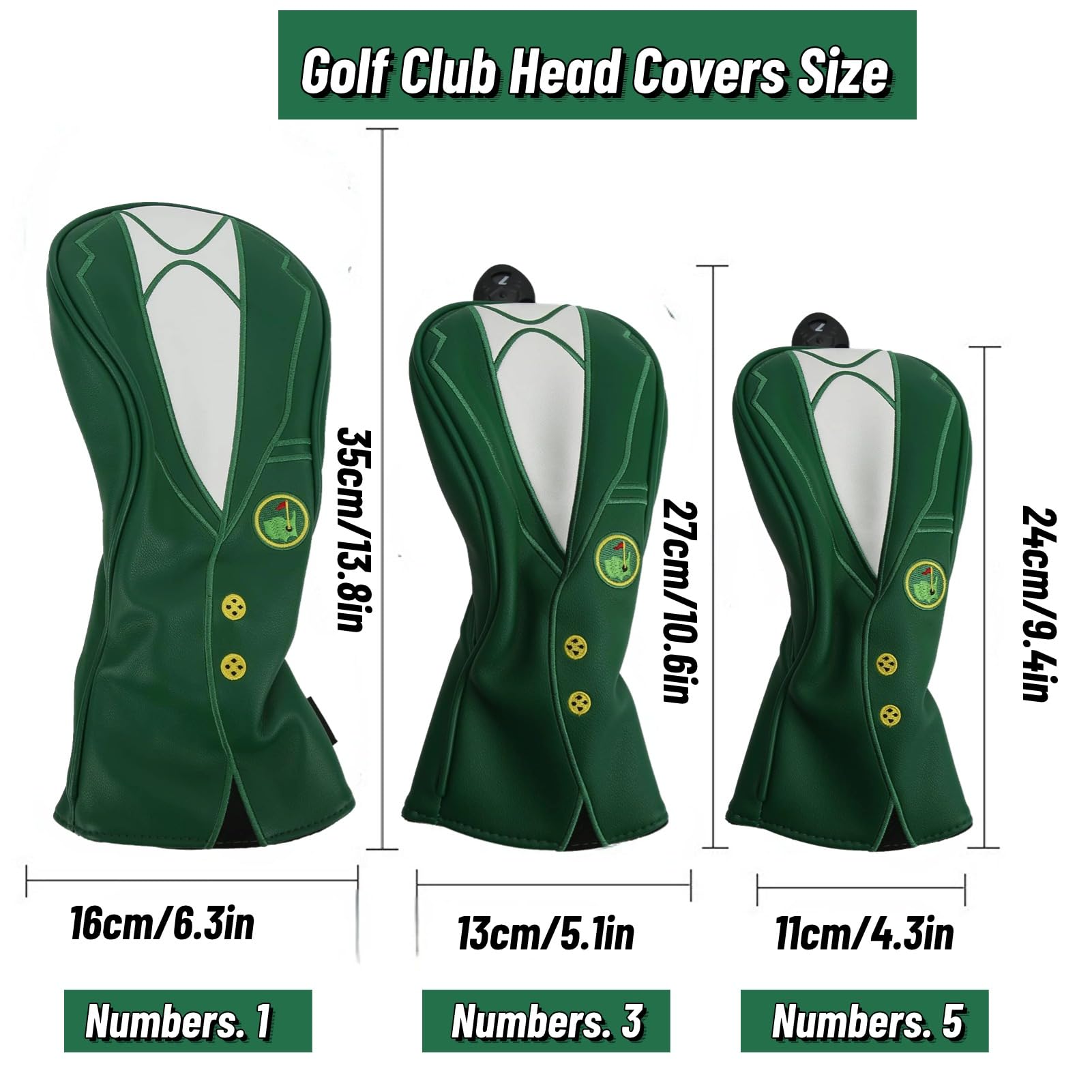 Premium Golf Club Head Covers - Soft, Elastic Neckline, Waterproof & UV Resistant Hybrid Golf Headcovers for Drivers, Woods & Irons - Perfect for Outdoor Golfing & Travel Protection