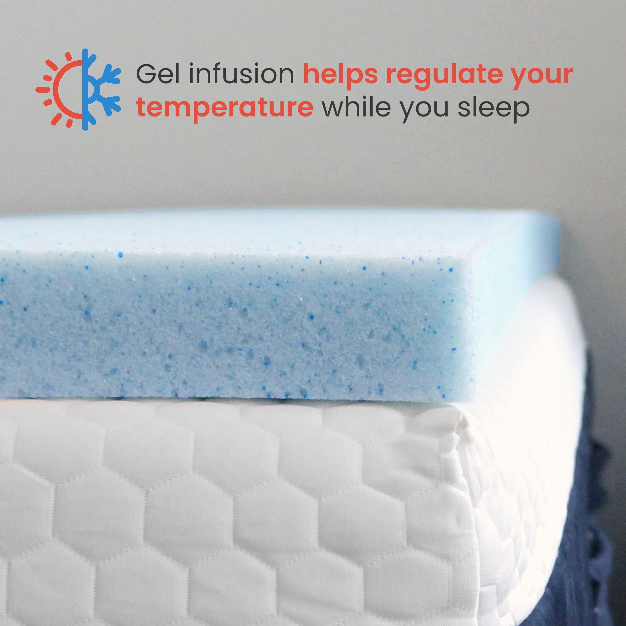 3 Inch Cooling Gel Memory Foam Mattress Topper for Full Size Bed - Pressure Relief & Pain Relief - Hypoallergenic & CertiPUR-US Certified - Perfect for Back Sleepers & Hot Sleepers - Blue