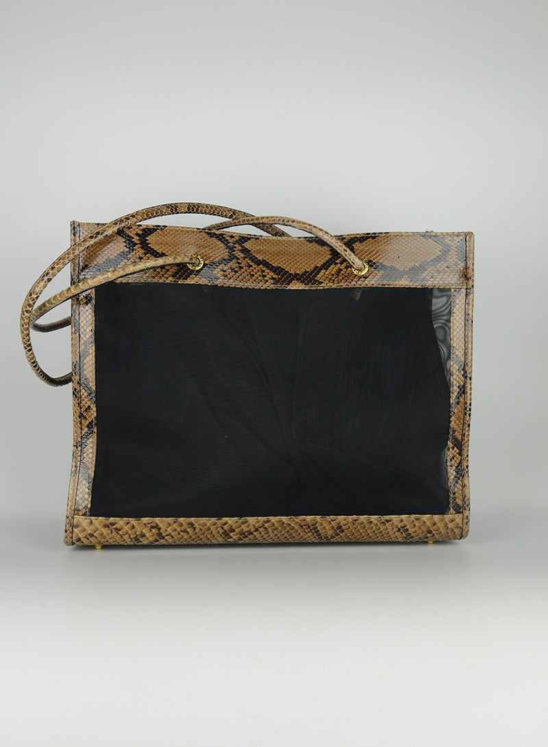 Fendi Python & Mesh Shopper Bag - Luxury Designer Handbag for Women, Perfect for Work, Travel & Everyday Use