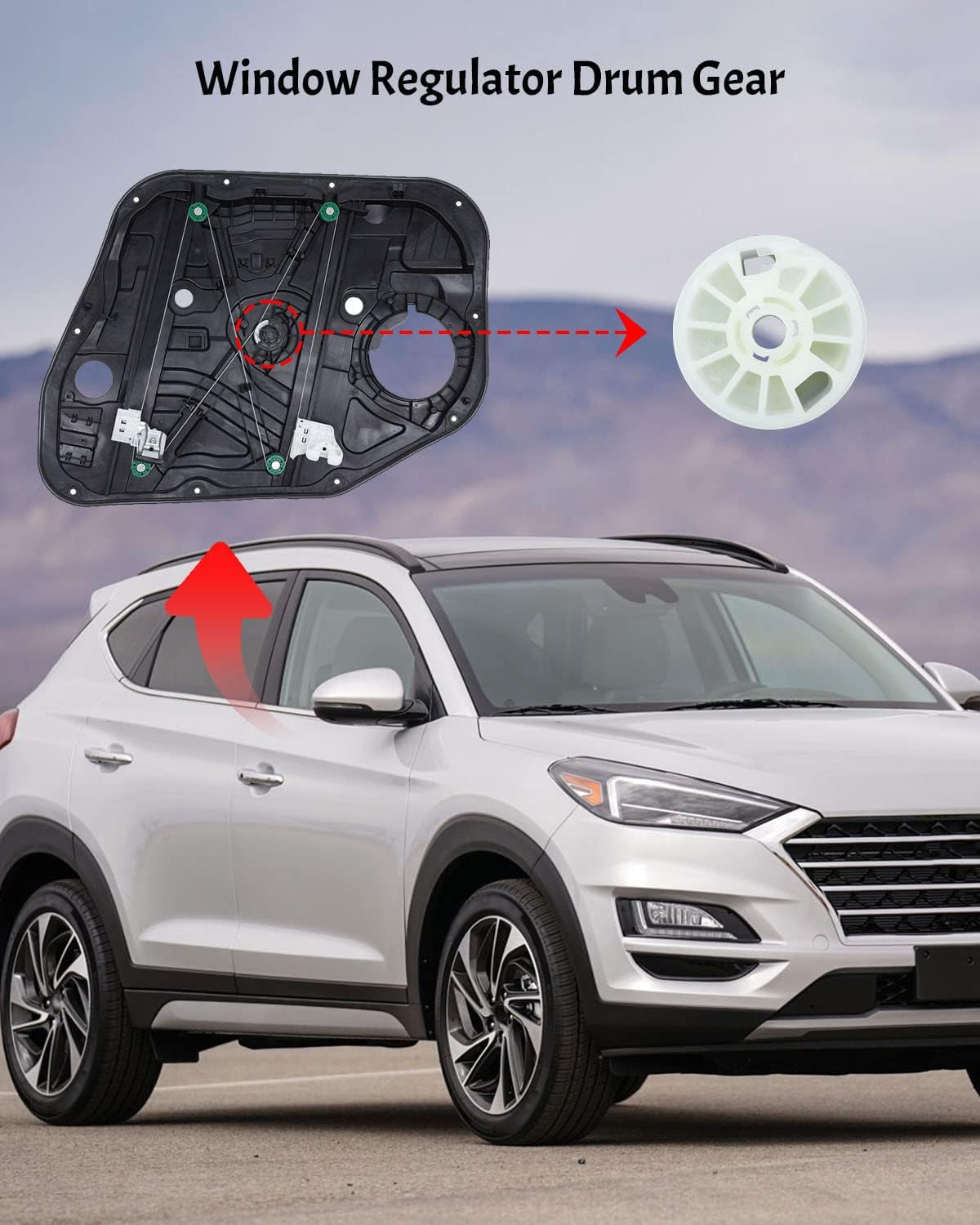 Hyundai Tucson 2016-2020 Window Regulator Drum Gear - Universal Front Rear Left Right Replacement Part for Smooth Window Operation