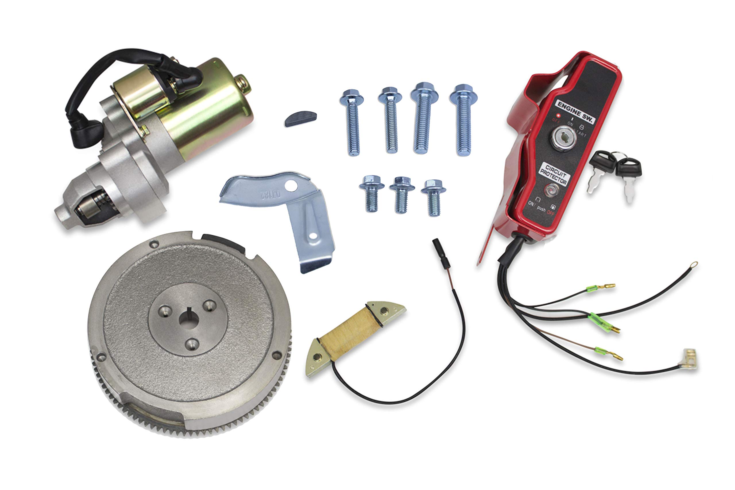 Everest Brand Electric Starter Motor Kit for Honda GX340 GX390 - Includes Flywheel, Coil Ignition Box & Mounting Bolts Keyway - Perfect for Small Engine Repair, Lawn Mowers & Power Equipment Maintenance