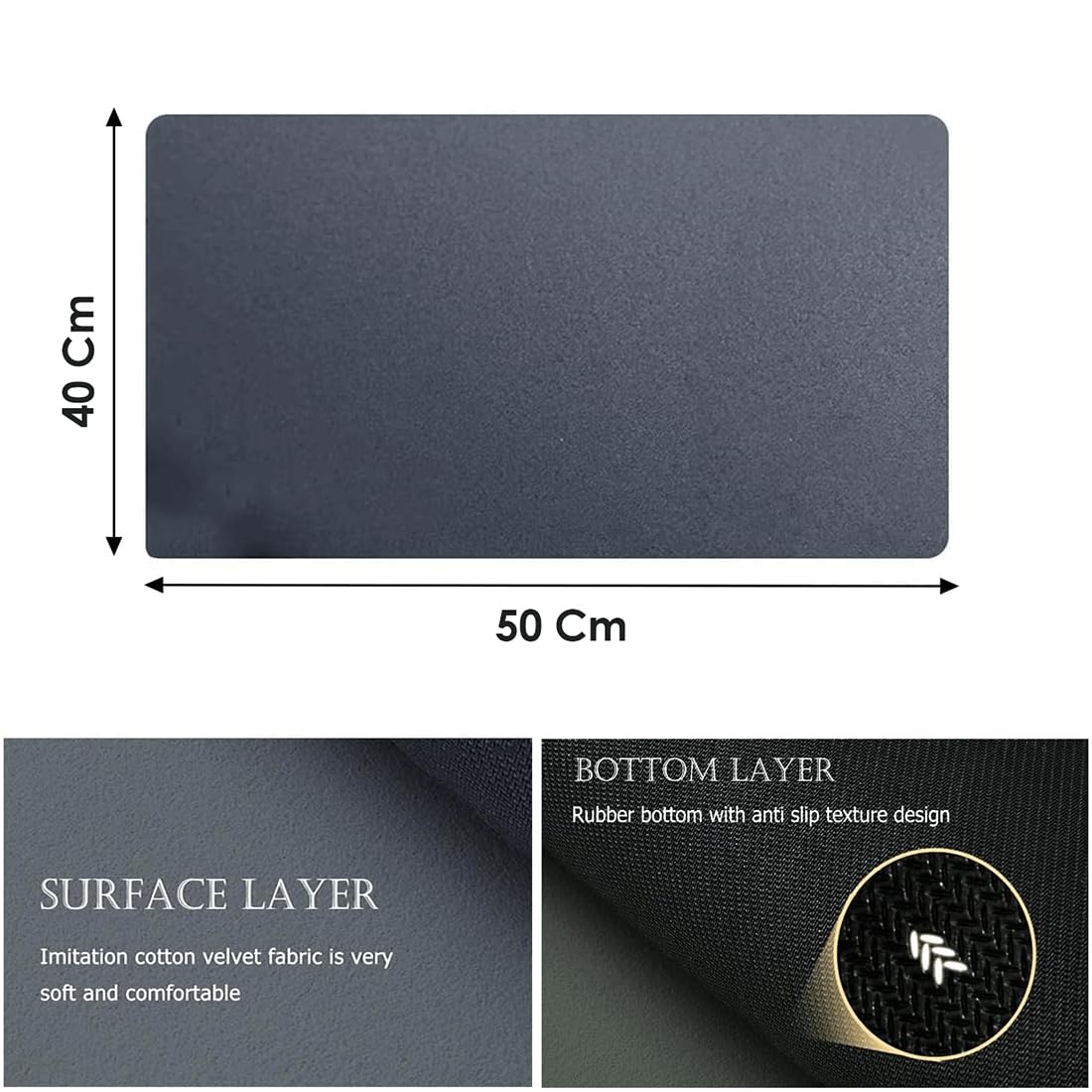 **Inferno 40x50cm Super Absorbent Kitchen Drying Mat for Dishes & Utensils | Quick-Dry, Non-Slip Dish Drying Mat | Grey Set of 2 | Perfect for Countertops, Sinks & Dish Racks**