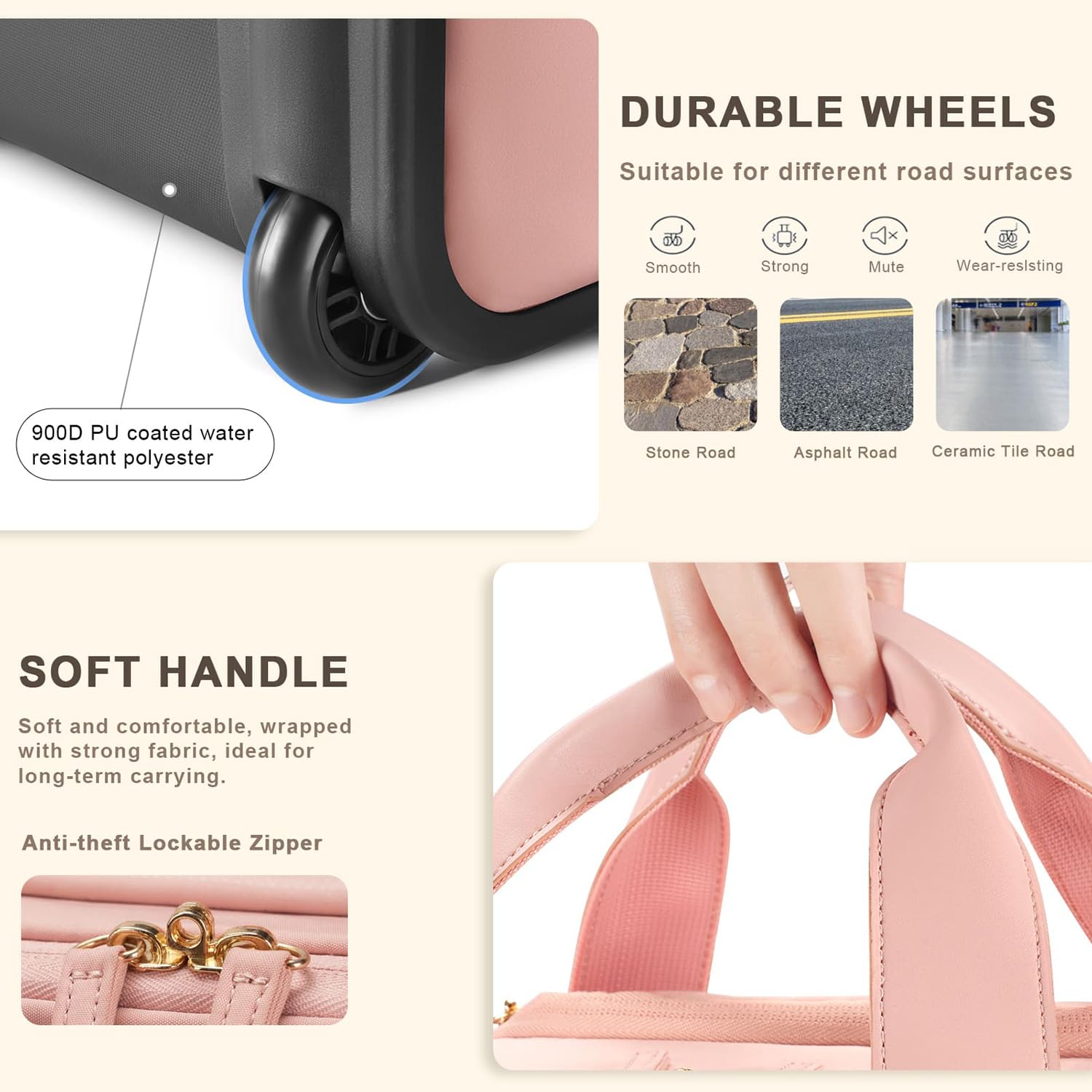 Lightweight Underseat Carry-On Luggage with Wheels - Airline Approved Personal Item Bag with Multiple Compartments, Rolling Suitcase for Women (Pink) - Perfect for Business Trips, Weekend Getaways & Air Travel