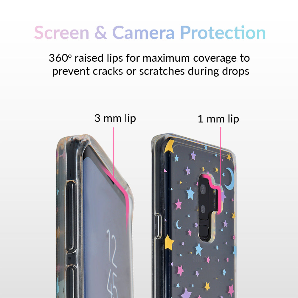 Pastel Starry Night Clear Samsung Phone Case - Protective Slim Fit Cover for Galaxy S21/S20/Note 20 - Aesthetic Design for Daily Use & Gifts