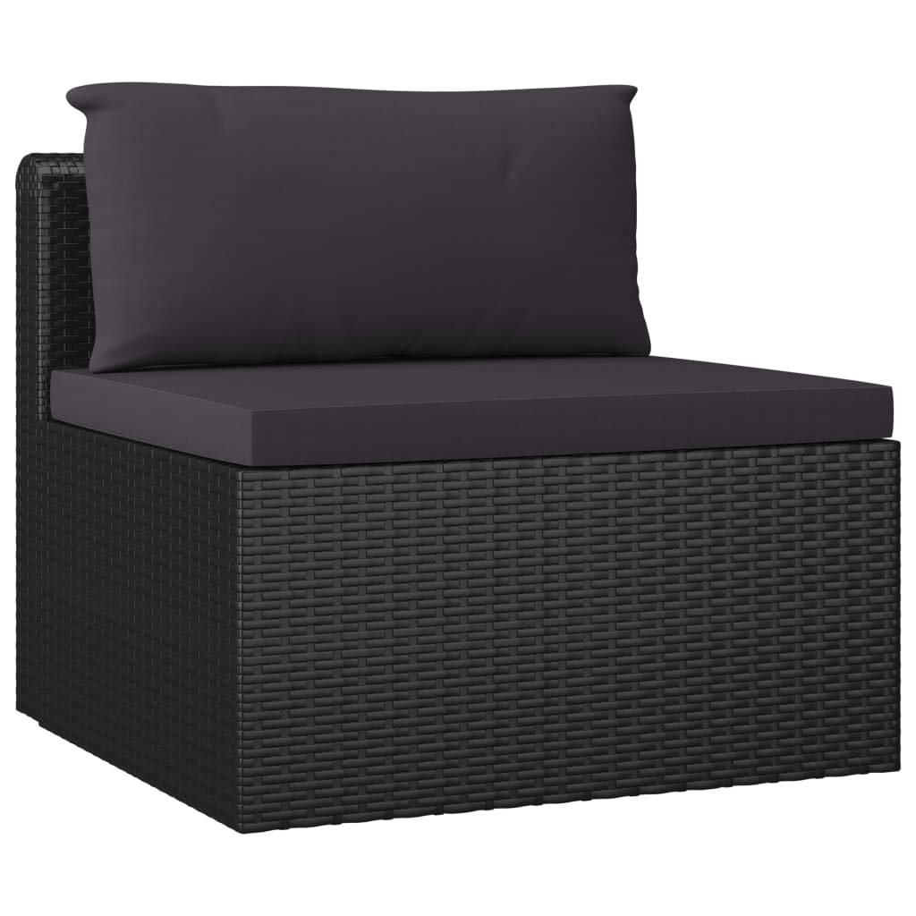 7-Piece Black PE Rattan Outdoor Patio Furniture Set with Washable Cushions - Garden, Poolside, Balcony Conversation Sofa Set - Durable Wicker Lounge Set for Backyard, Deck & Outdoor Entertaining