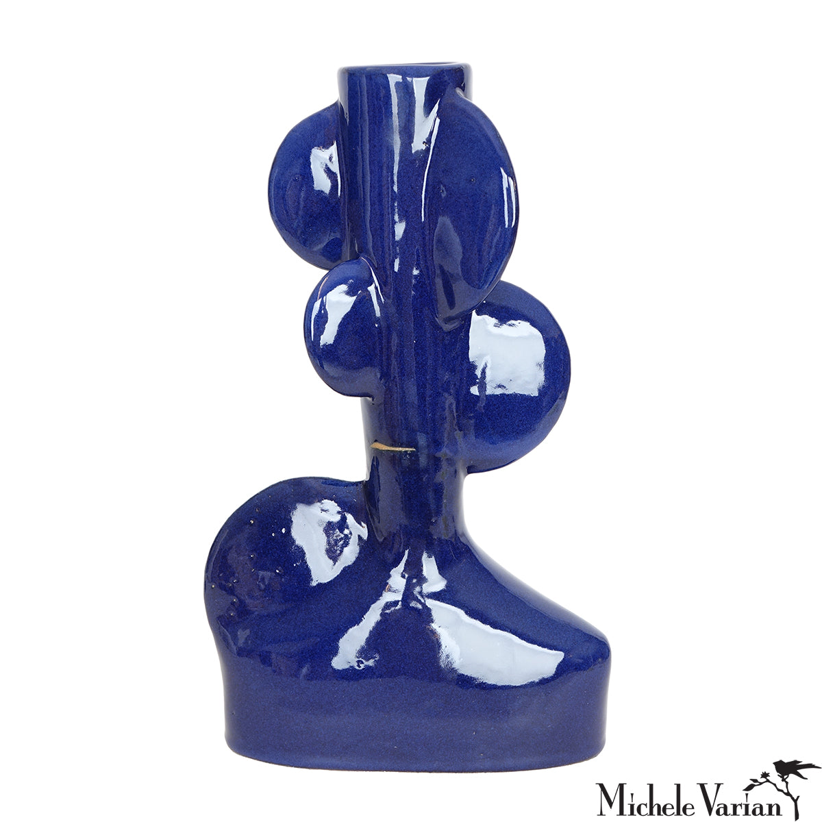 Blue Glossy Moon Vase - Elegant Ceramic Home Decor for Living Room, Bedroom & Wedding Centerpieces