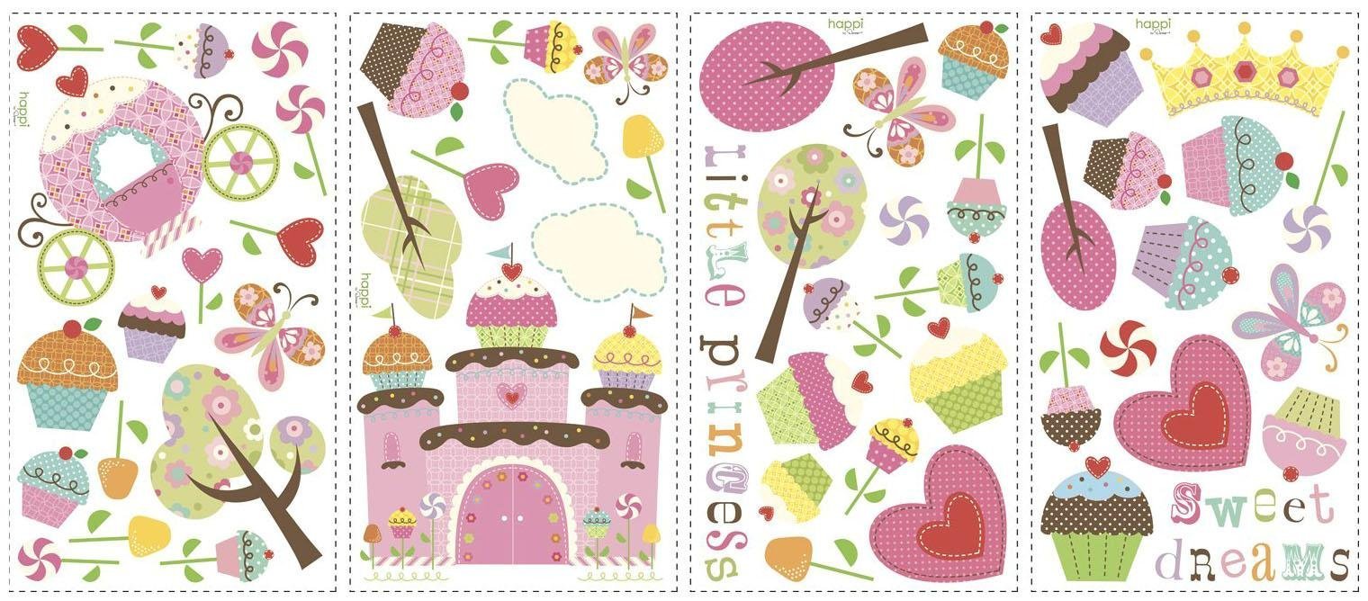 RoomMates RMK1605SCS Happy Cupcake Peel and Stick Wall Decals - Fun Kids Room Decor, Nursery Wall Stickers for Birthday Party & Bedroom Makeover