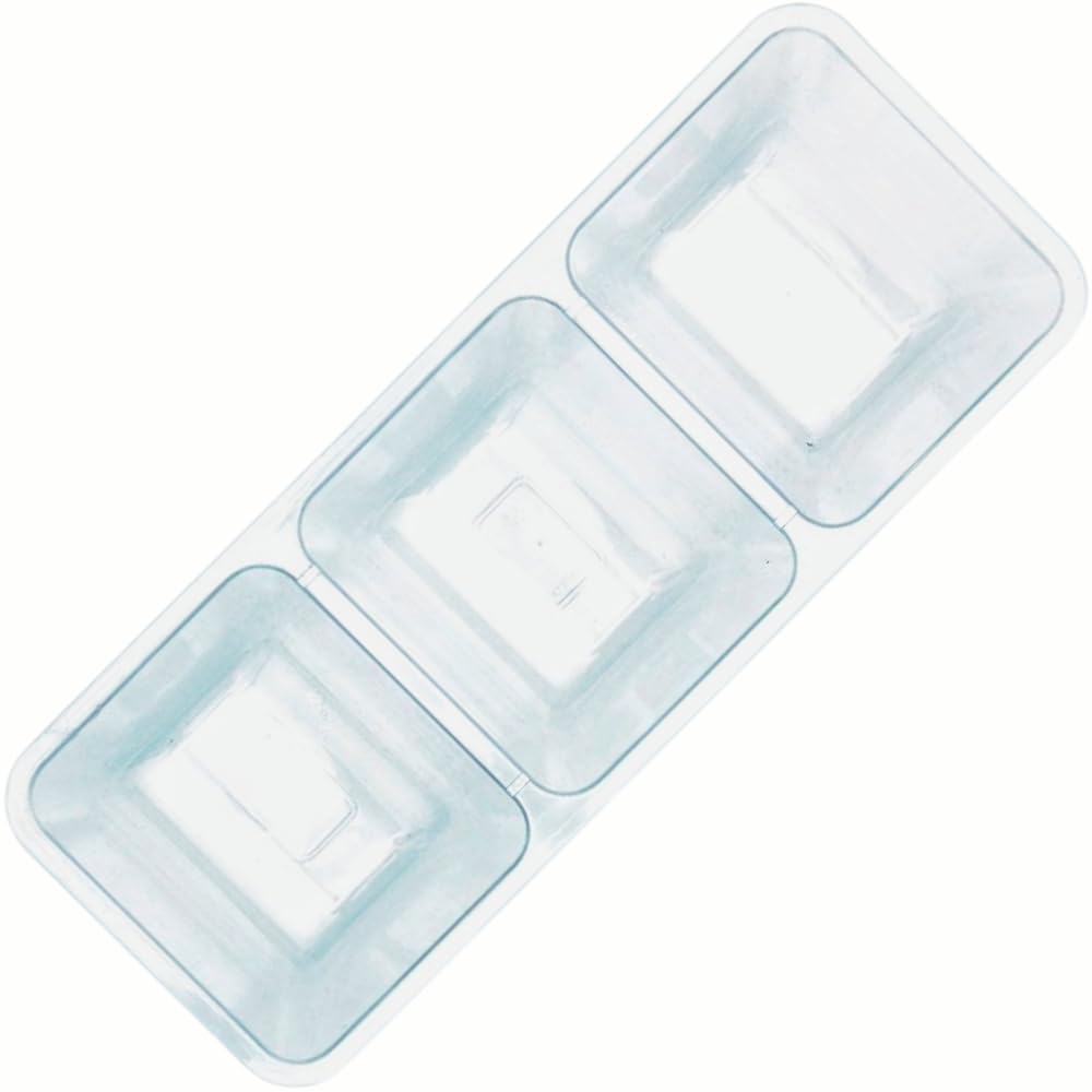 Premium Clear 3-Section Plastic Serving Tray - Elegant & Sturdy Design - Perfect for Parties, Snacks & Organizing - Ideal for Entertaining, Buffet Serving, and Home Organization (1 Piece)