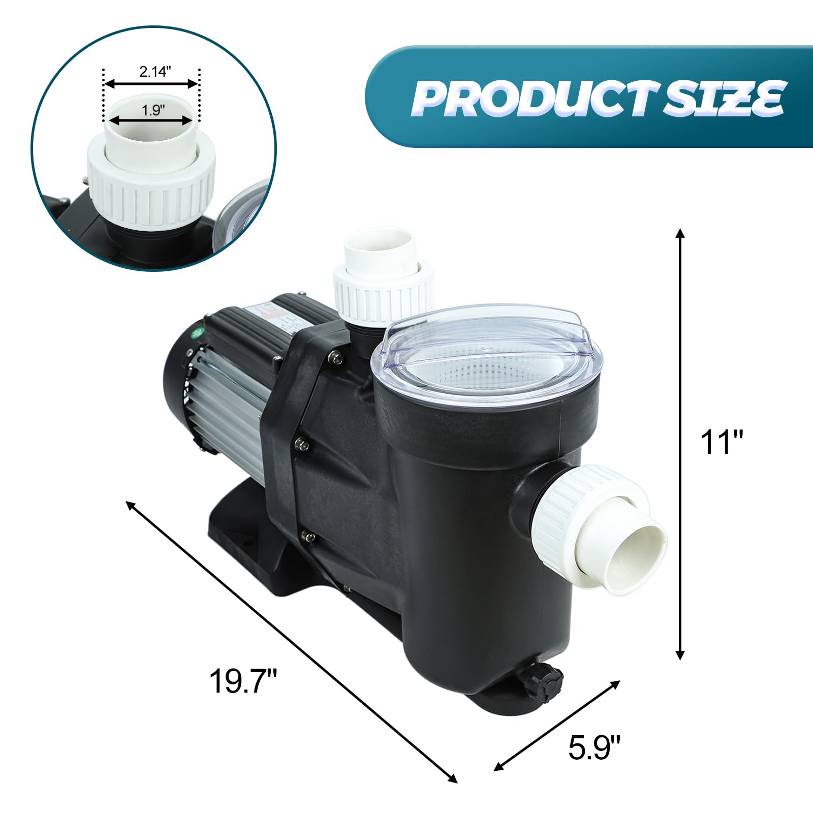 2.5 HP In-Ground & Above Ground Swimming Pool Pump - 110V-120V 8240GPH Single Speed Water Pump with Filter Basket | Ideal for Residential & Commercial Pool Maintenance, Water Circulation & Filtration Systems