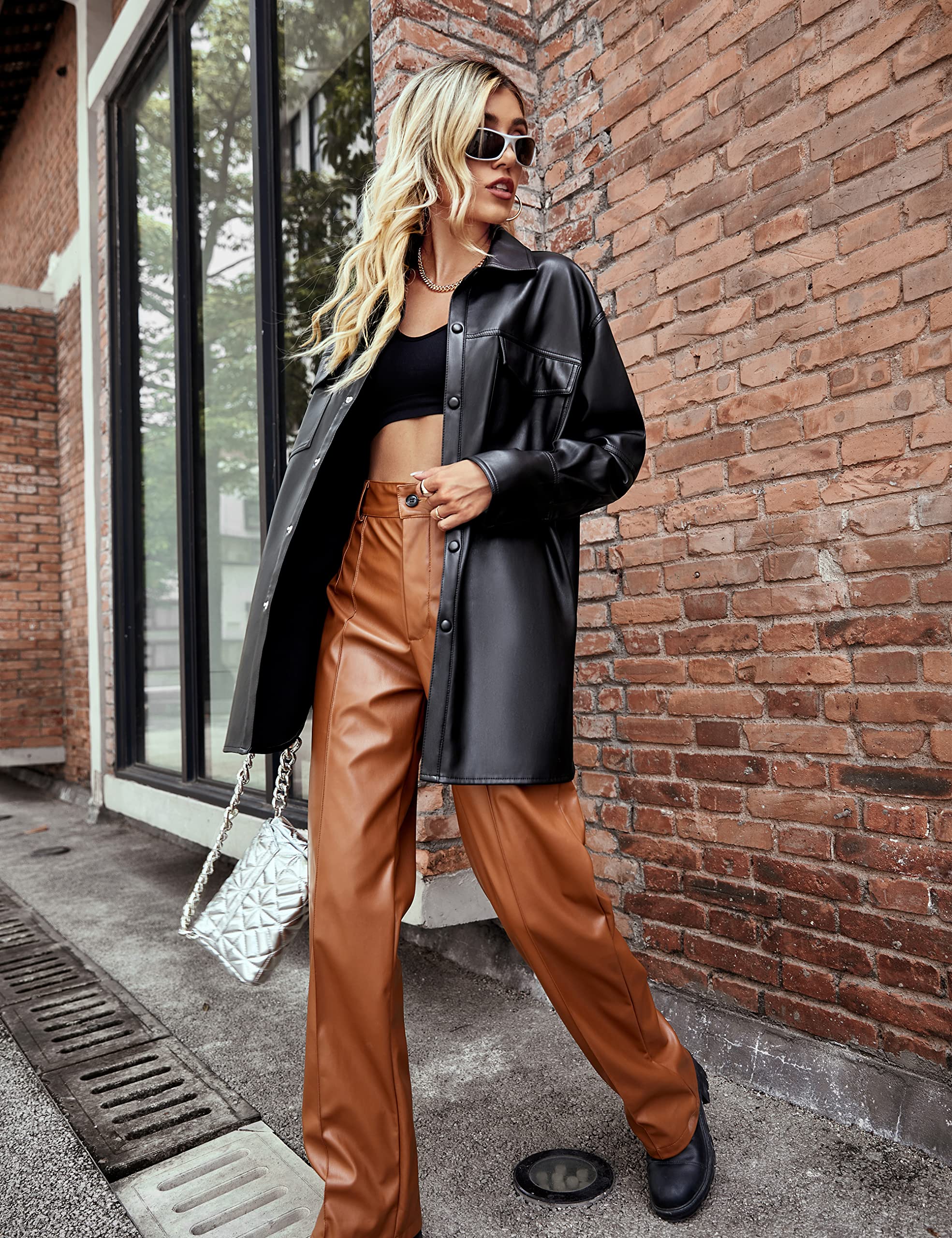 Bellivera Women's Faux Leather Casual Jacket - Lightweight Motorcycle Coat for Spring 2025 | Trendy Biker Outfit for Daily Wear, Night Out & Street Style Fashion